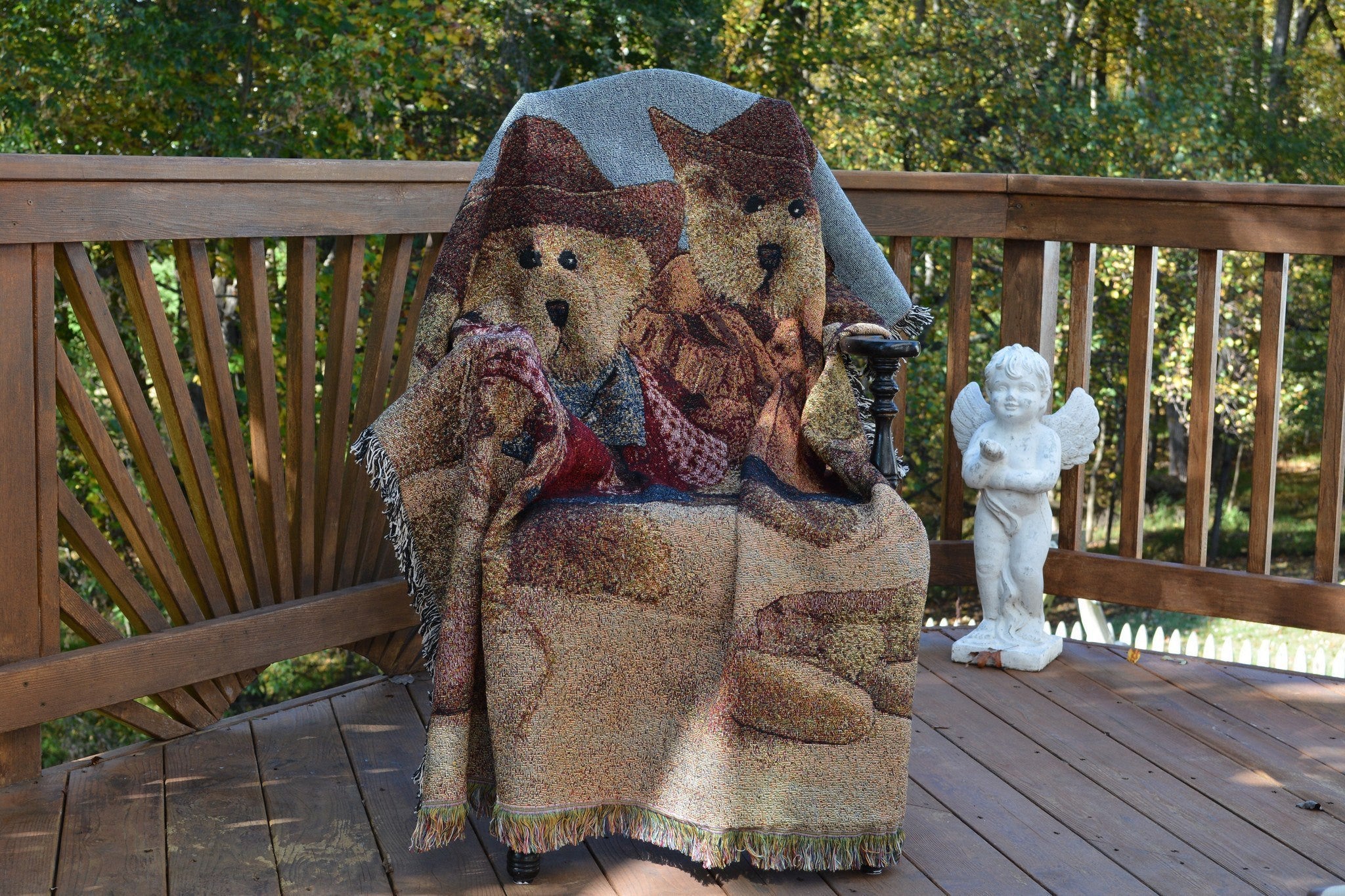 Tache Teddy Bear Western Cowboy Tapestry Throw with Fringe (2173) - Tache Home Fashion