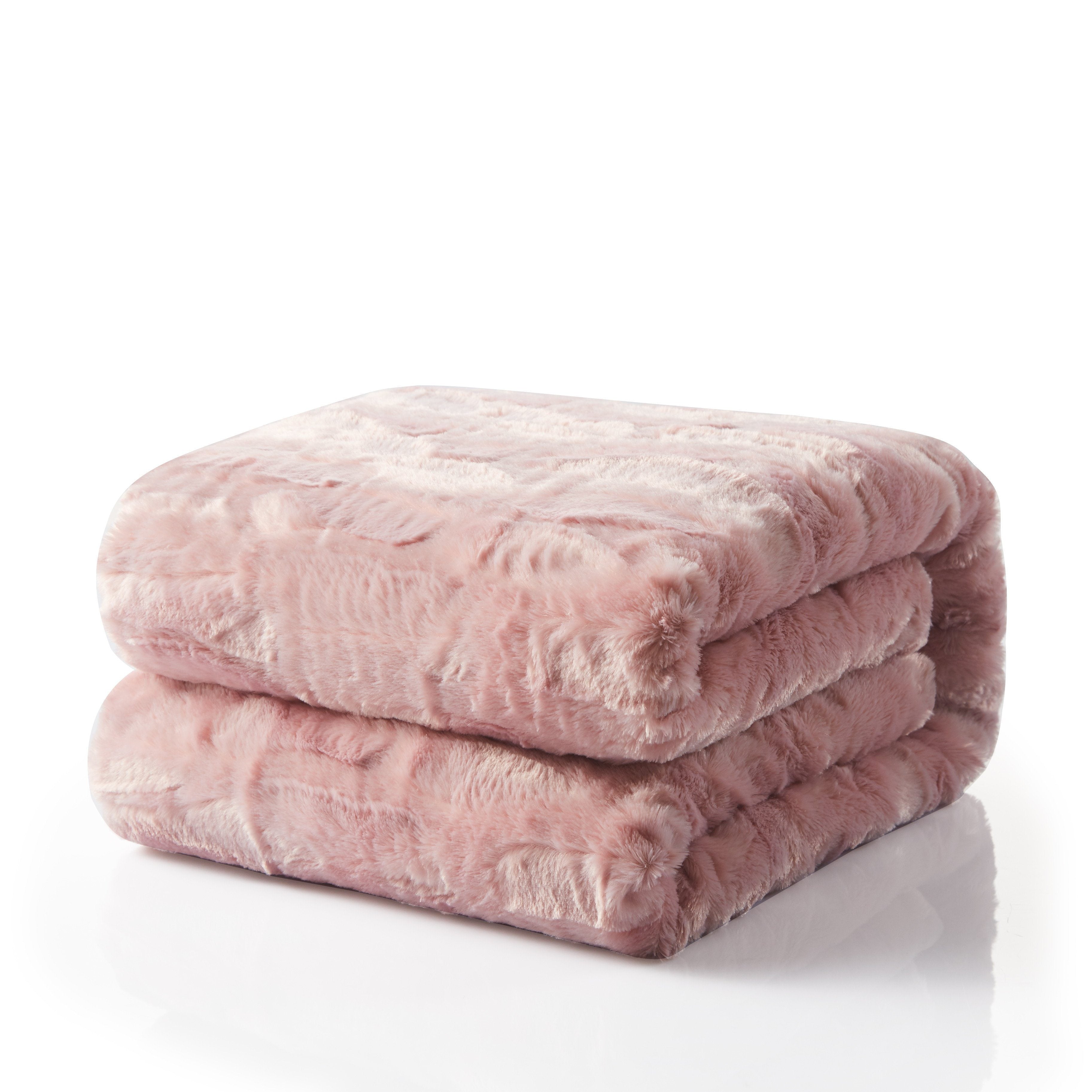 Tache Faux Fur Dusty Rose Pink Throw Blanket (#7) - Tache Home Fashion