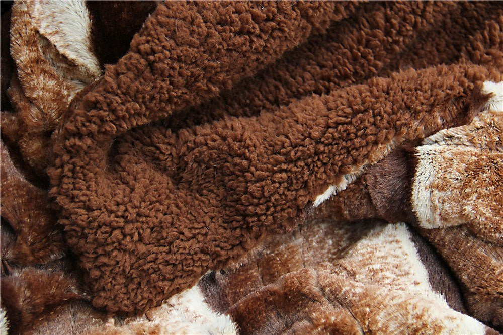 Tache Golden Brown Faux Fur Sherpa Throw Blanket (DY01) - Tache Home Fashion