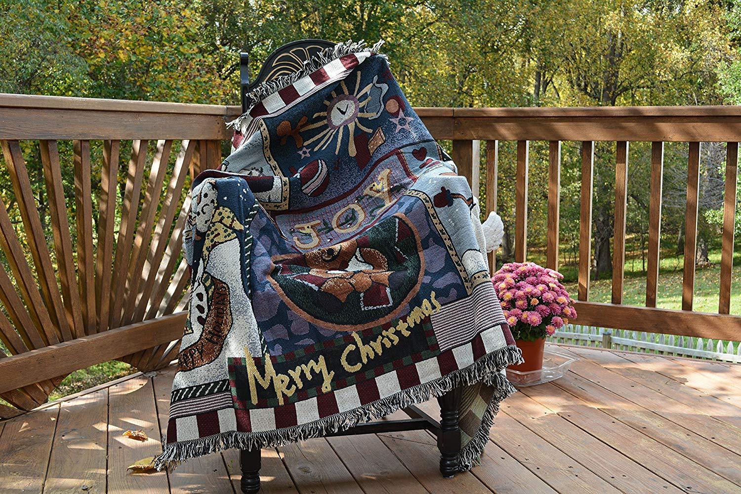 Tache Wonderful Season Snowman Tapestry Throw with Fringe (2270) - Tache Home Fashion