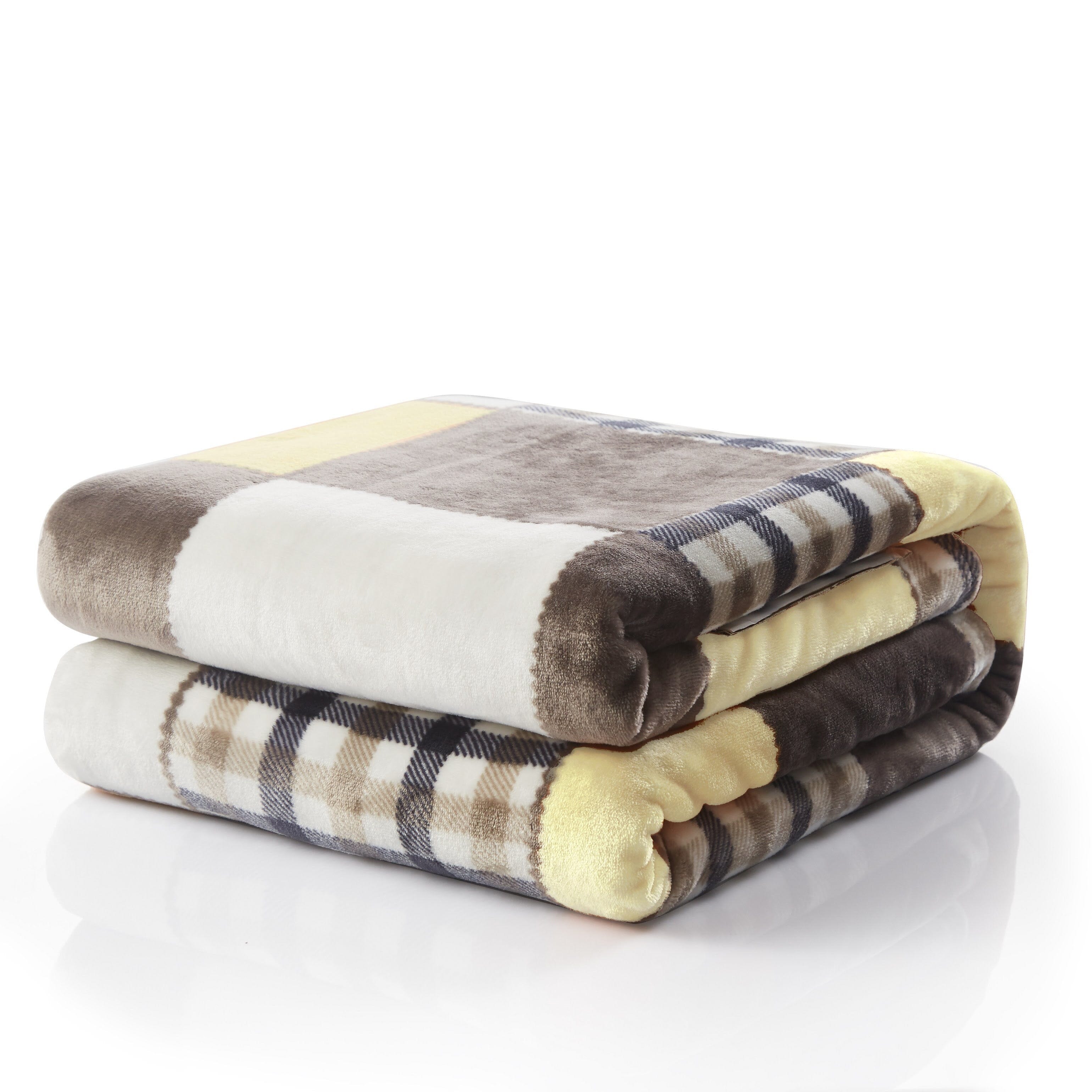 Tache Buttermilk Fall Yellow Brown Farmhouse Super Soft Plaid Patchwork Throw Blanket (4026) - Tache Home Fashion