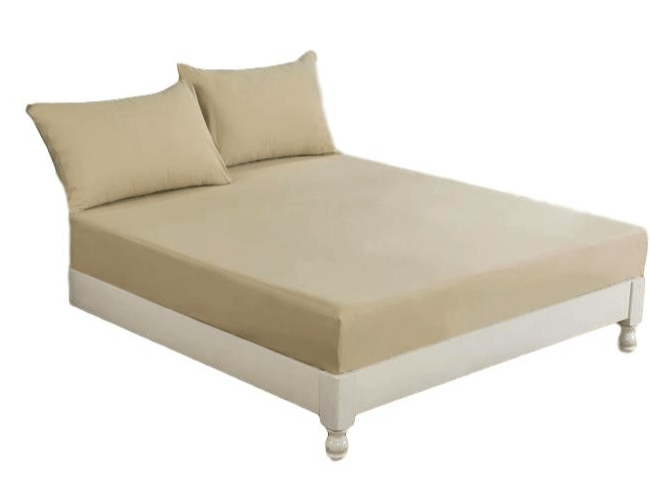 DaDa Bedding Poplin Cotton Tan Beige Fitted Sheet and Pillowcase (JHW-546) - Tache Home Fashion