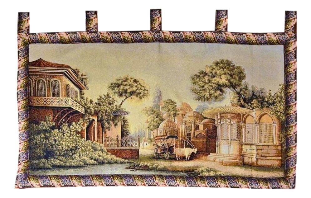 Tache Tapestry Middle Eastern Golden Palace Landscape Wall Hanging Art Mural 27 x 49 (351) - Tache Home Fashion
