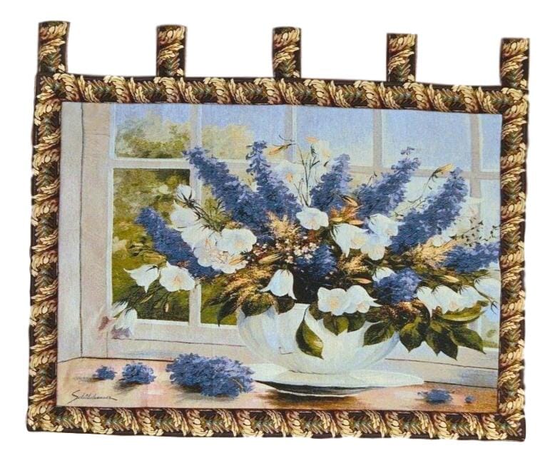 Tache Tapestry Sunlight Radiance Blue Floral Wall Hanging Art 33 x 24 13018