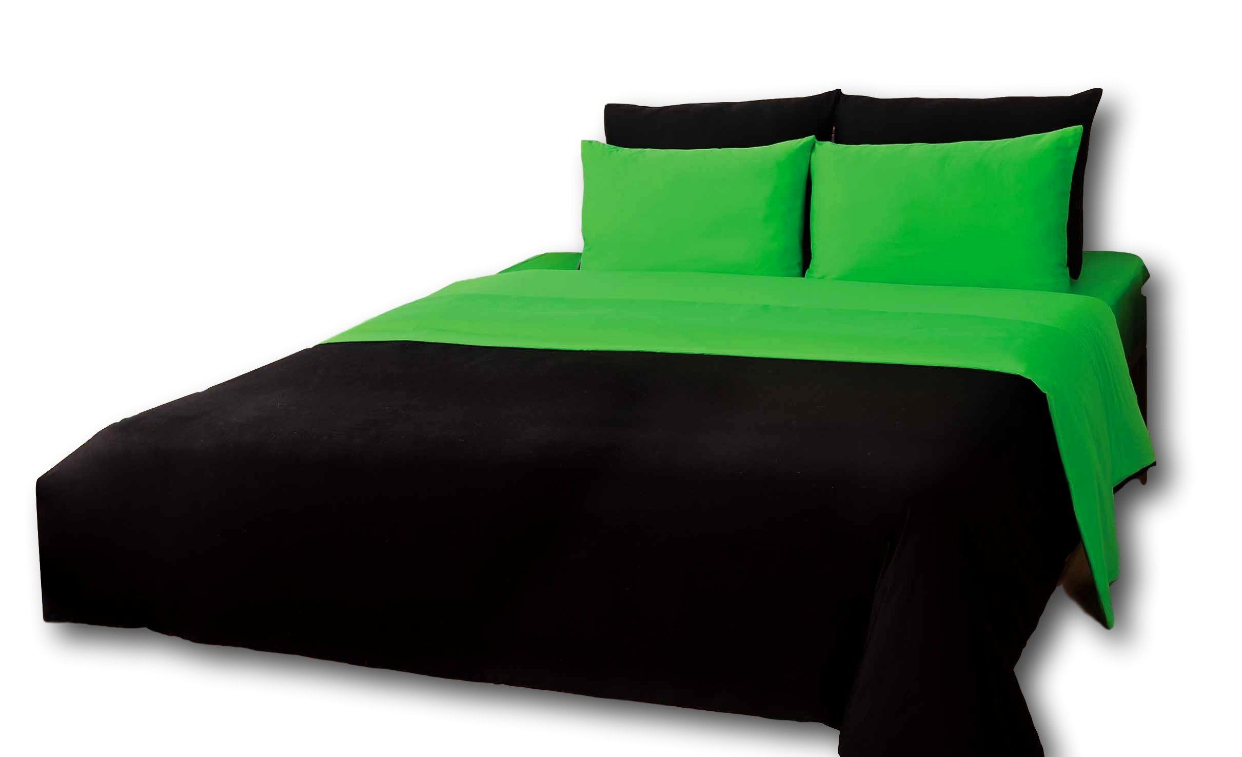 Tache Cotton Lime Green Black Reversible Comforter Set With Zipper Cover - Tache Home Fashion