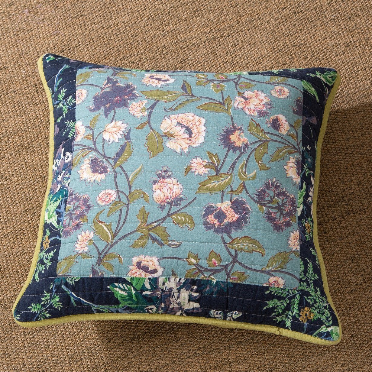 Tache 2 PC Bohemian Tropical Calla Lily Patchwork Quilted 18x18 Cushion Covers (TAJHW-687-CC) - Tache Home Fashion