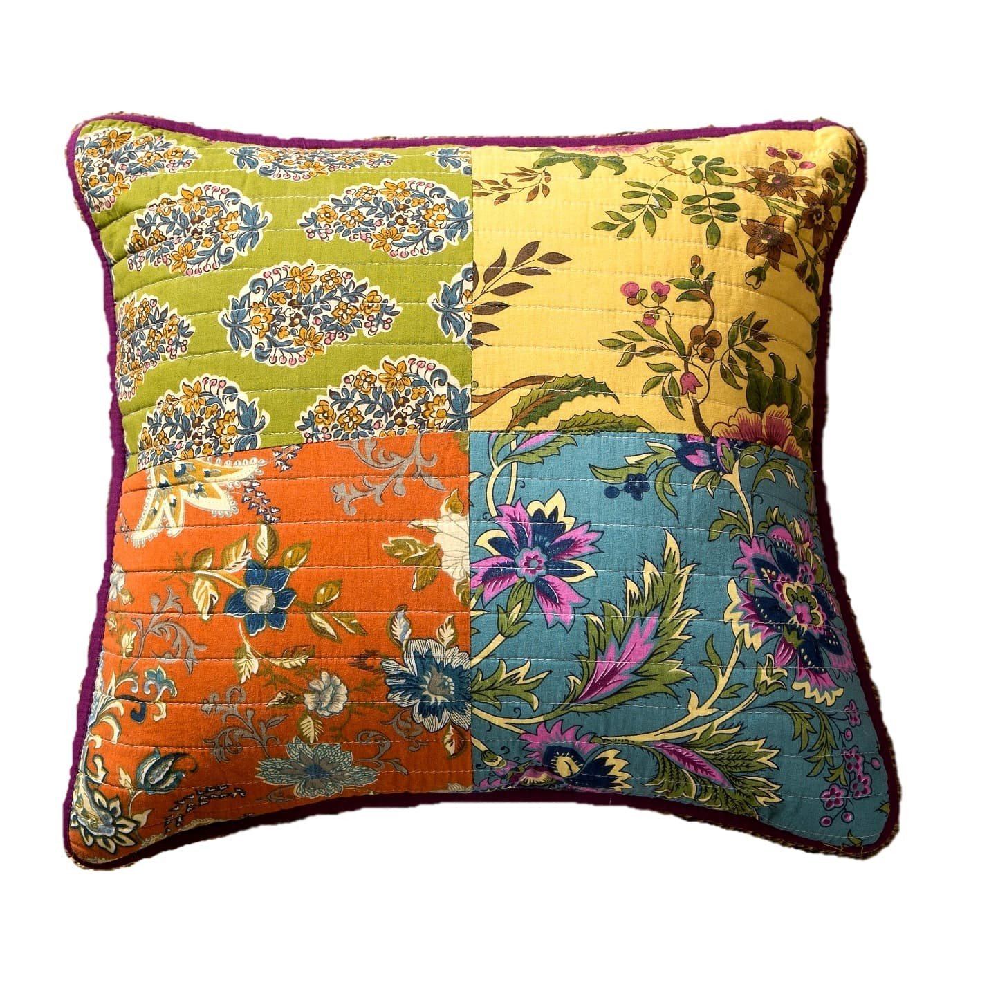 Tache 2 PC Cotton Bohemian Carnival Garden Patchwork 18x18 Cushion Covers (JHW-676-CC) - Tache Home Fashion
