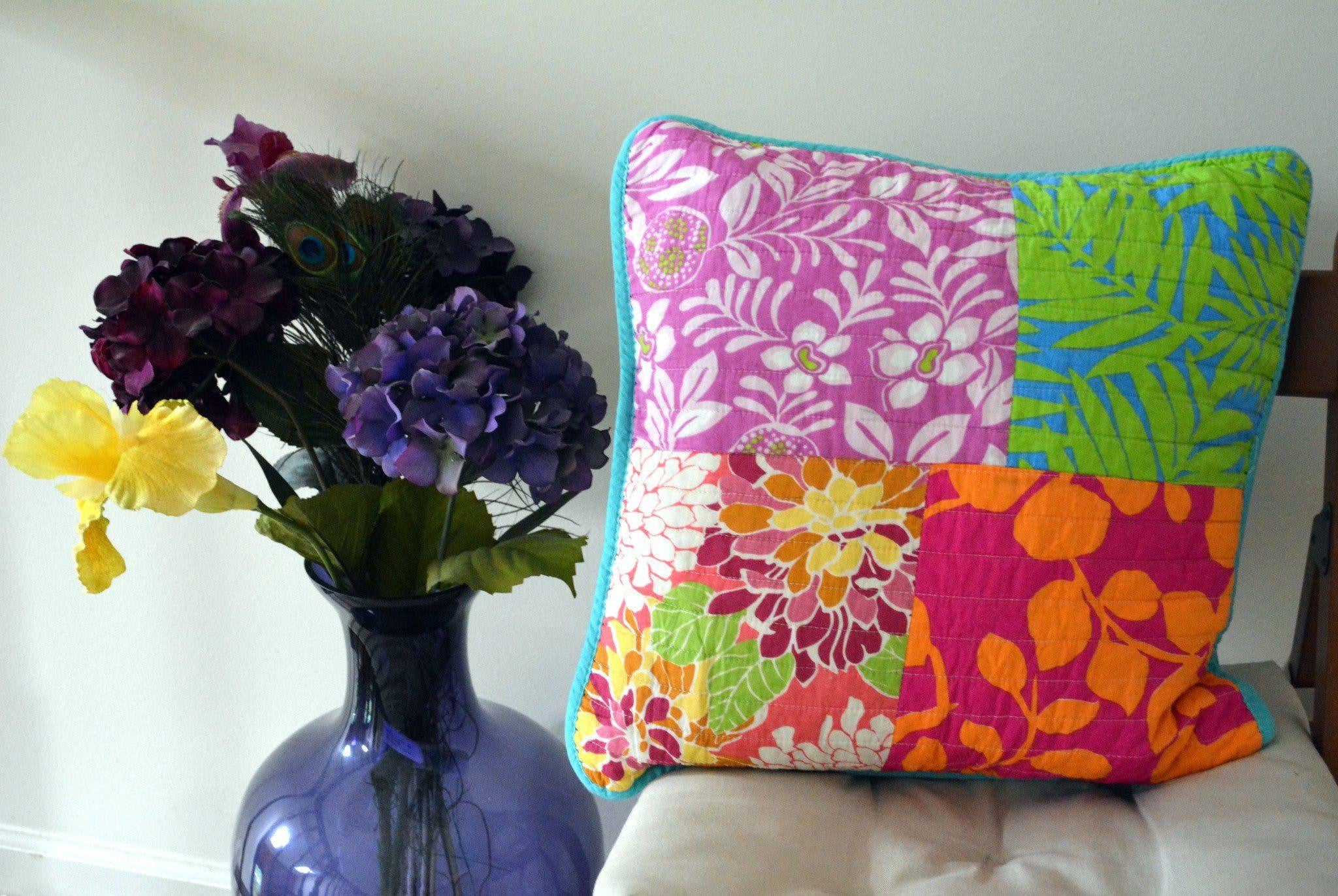 Tache 2 Piece Cotton Colorful Flower Power Party Patchwork Cushion Cover (FloralPatchwork-CC) - Tache Home Fashion