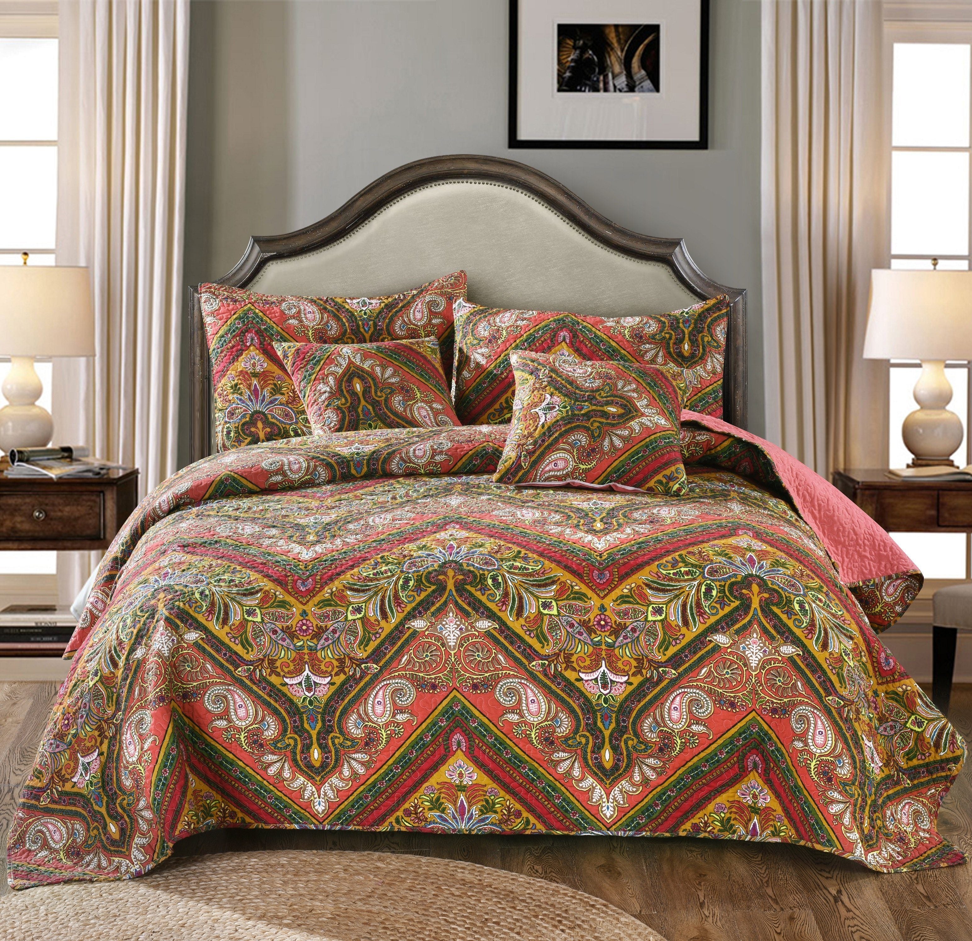 Tache Intricate Floral Paisley Chevron Hanging Gardens Cushion Cover 2-Pieces (HS3148) - Tache Home Fashion