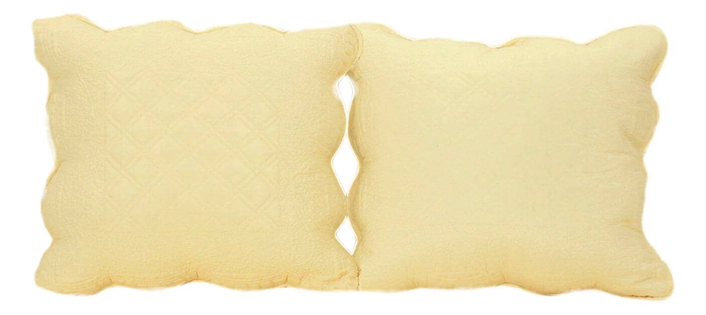 Tache Yellow Diamond Matelasse Scalloped Buttercup Puffs Cushion Covers / Euro Sham (YELLEMDES) - Tache Home Fashion