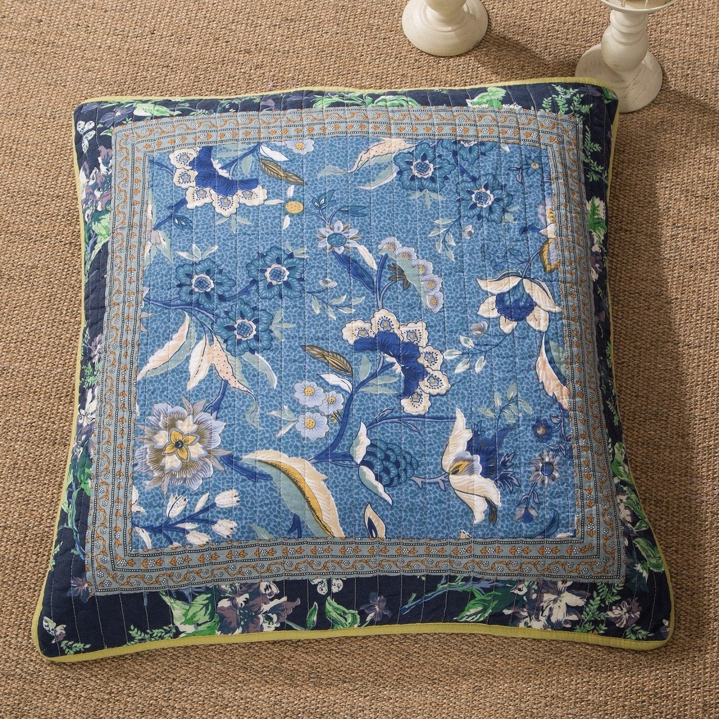 Tache Cotton Bohemian Tropical Calla Lily Patchwork 1-Piece 26x26" Euro Sham (TAJHW-687-26x26) - Tache Home Fashion