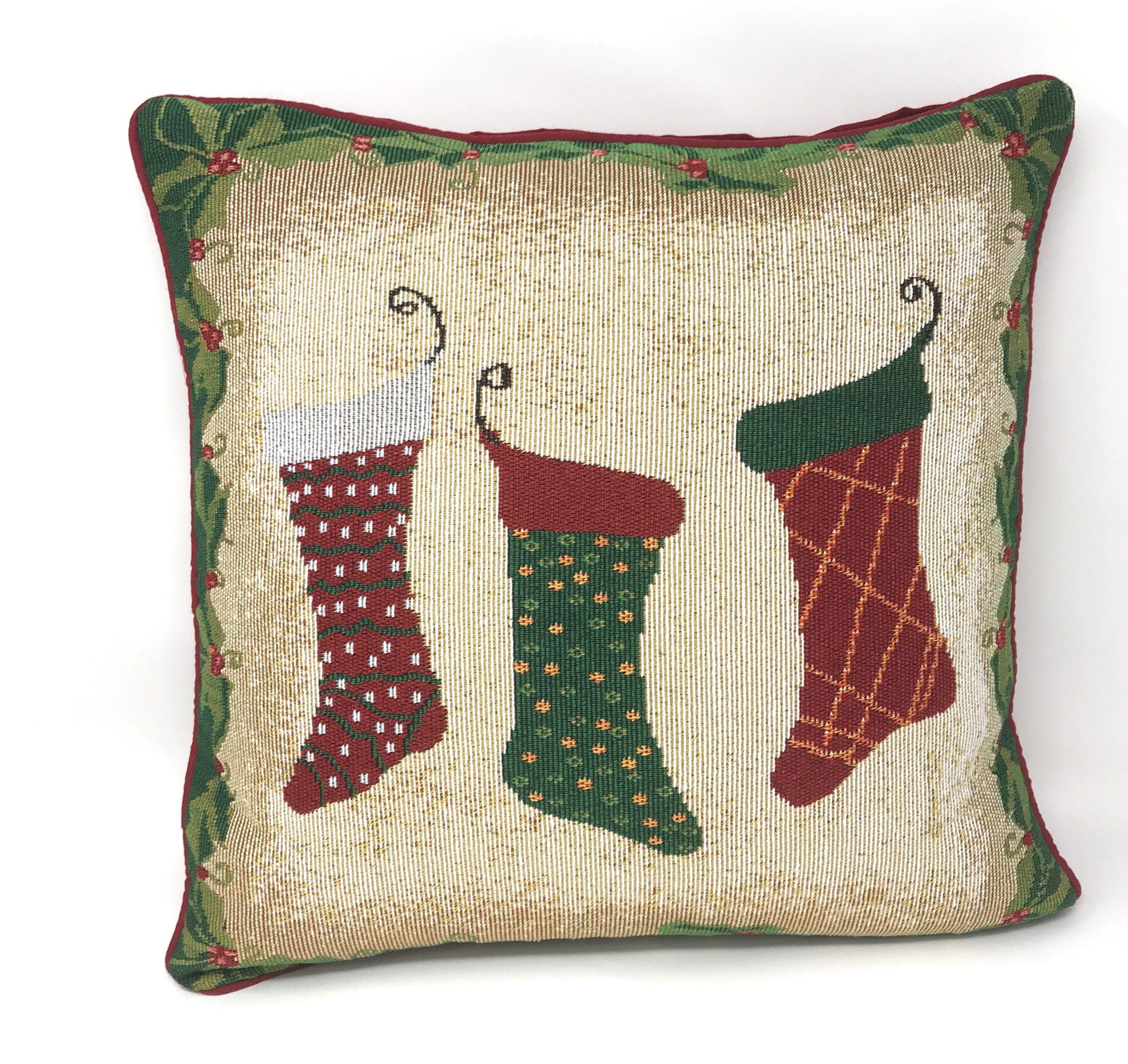 Tache Festive Christmas Holiday Hang My Stockings By the Fireplace Throw Pillow Cover (12910CC) - Tache Home Fashion