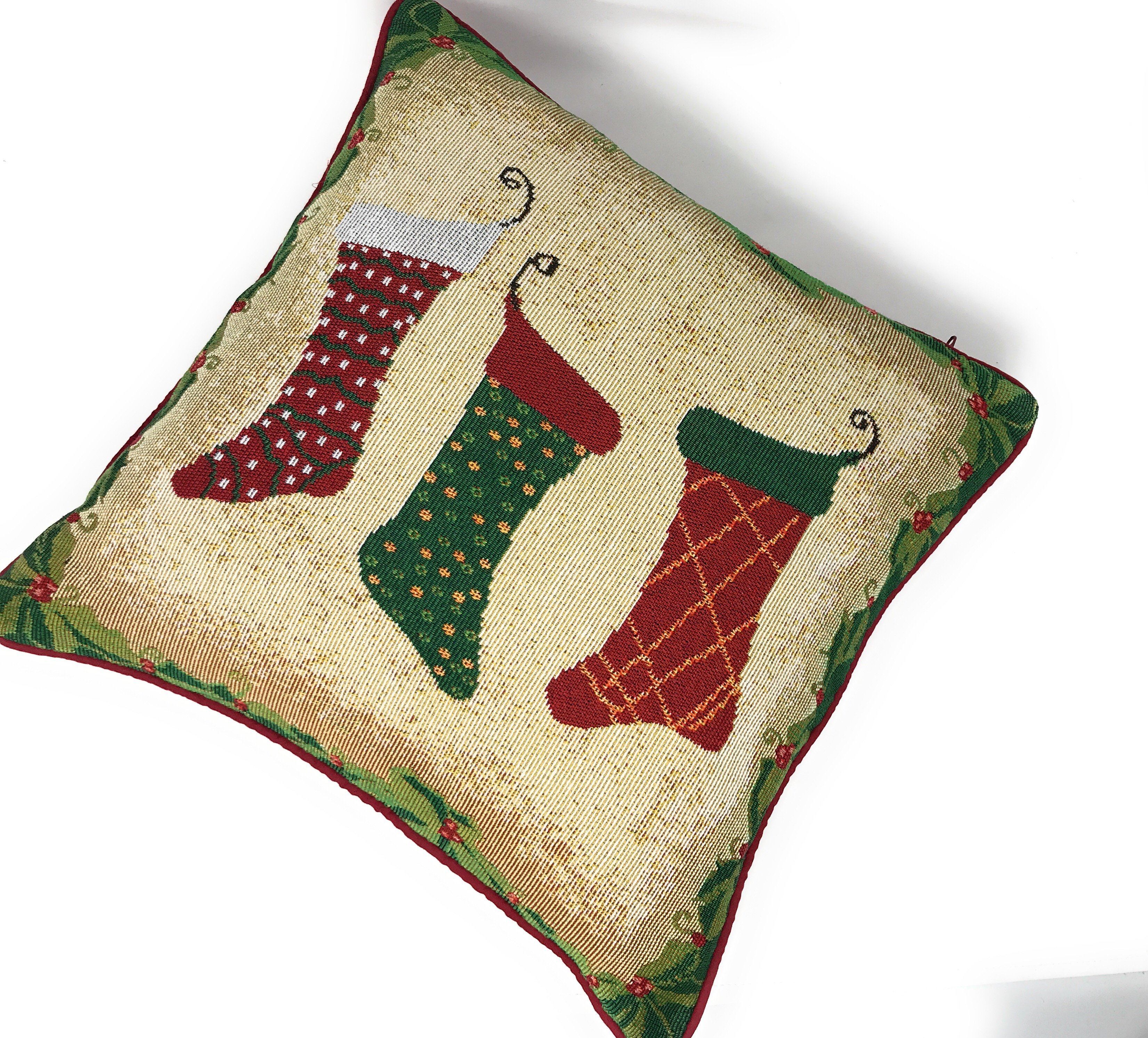 Tache Festive Christmas Holiday Hang My Stockings By the Fireplace Throw Pillow Cover (12910CC) - Tache Home Fashion