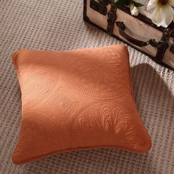Tache Cotton Stone Washed Rustic Orange Medallion Tuscany Sunrise Cushion Covers / Euro Sham (JHW-595) - Tache Home Fashion