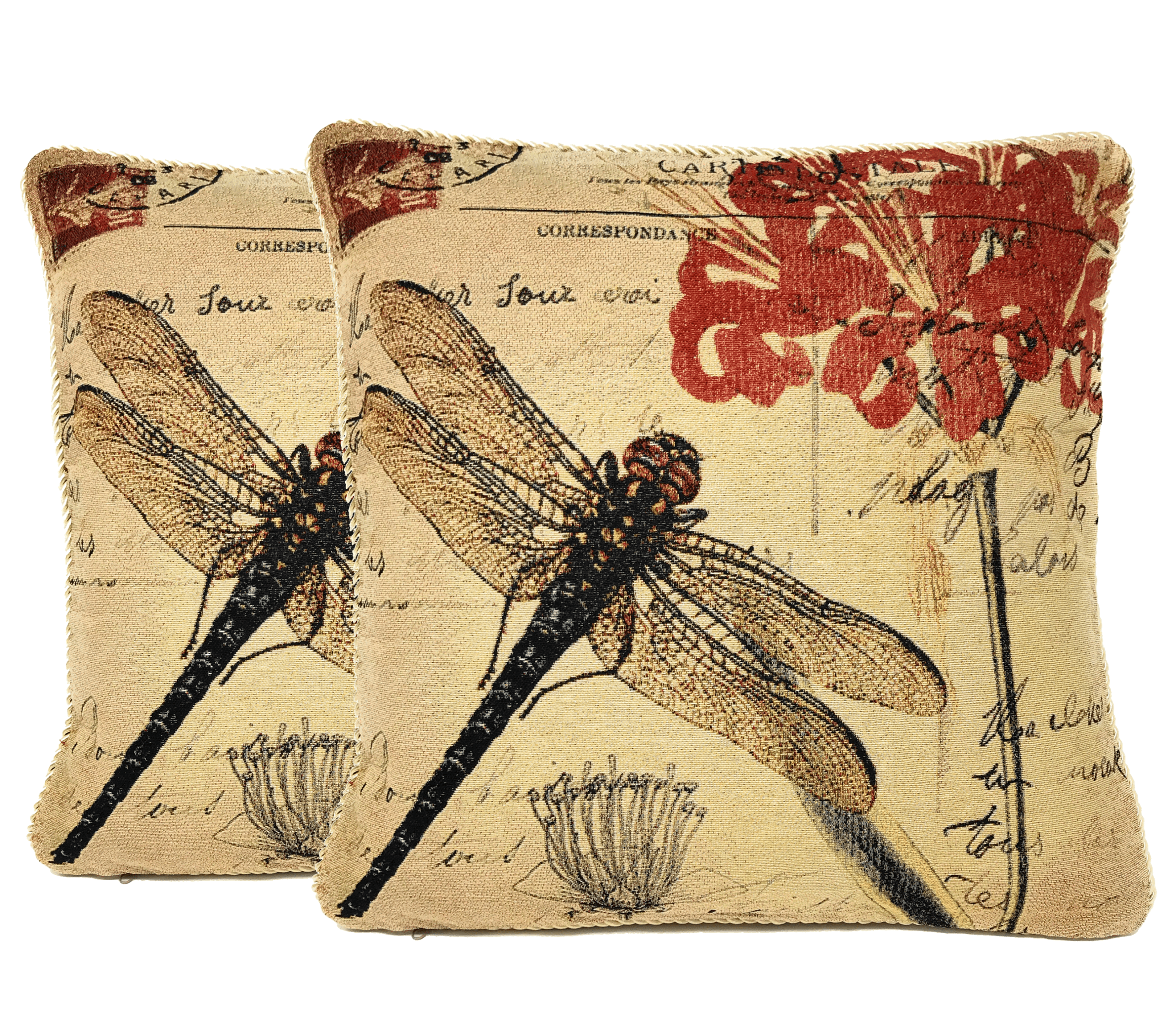 Tache Fly High Dragonfly Tapestry Woven Throw Pillow Cover (15044) - Tache Home Fashion