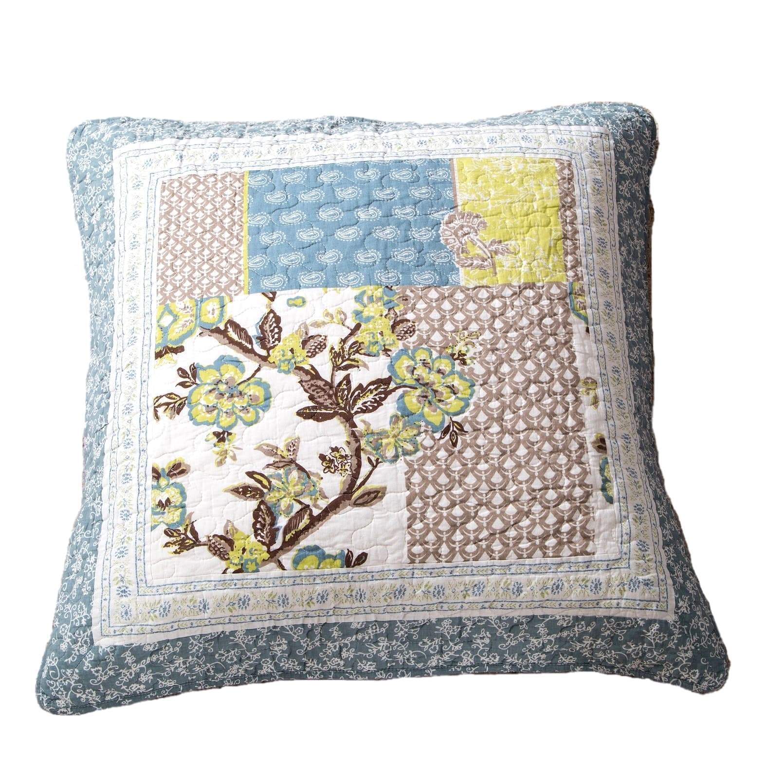Tache Cotton Cottage Blue Sky Breeze 1-Piece 26x26" Euro Sham (TAJHW-684-26x26) - Tache Home Fashion