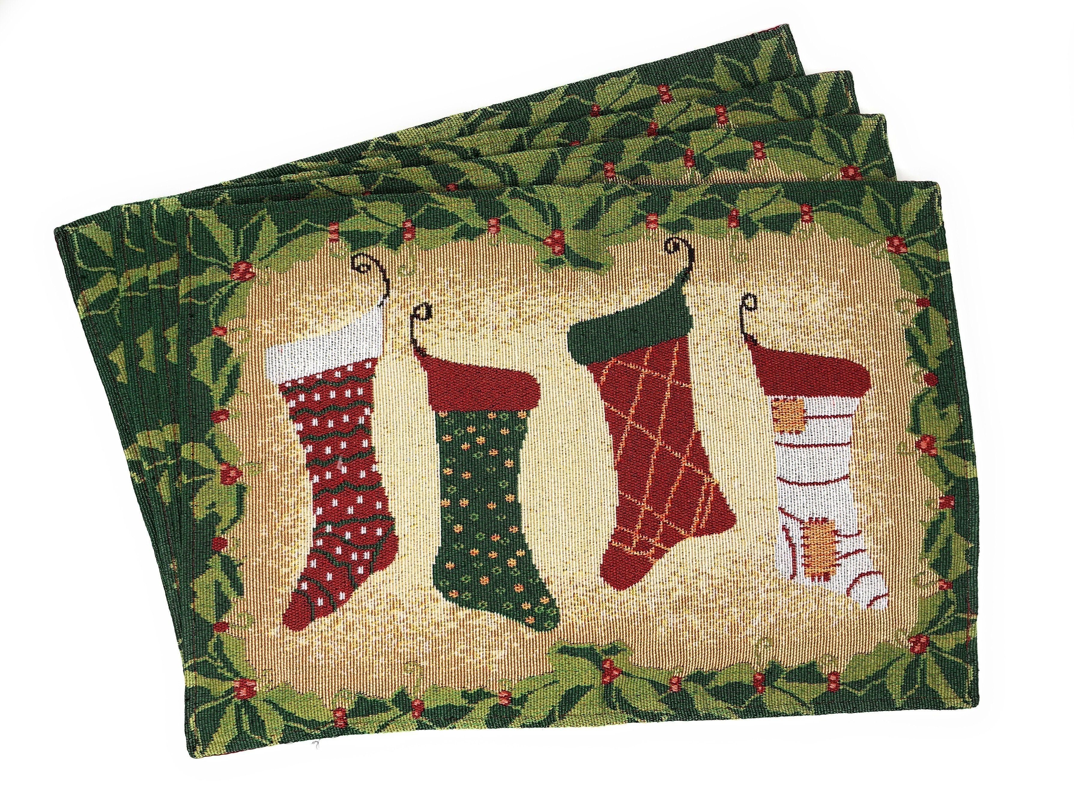 Tache Festive Hang My Stockings By the Fireplace Placemat Set of 4 (12910PM) - Tache Home Fashion