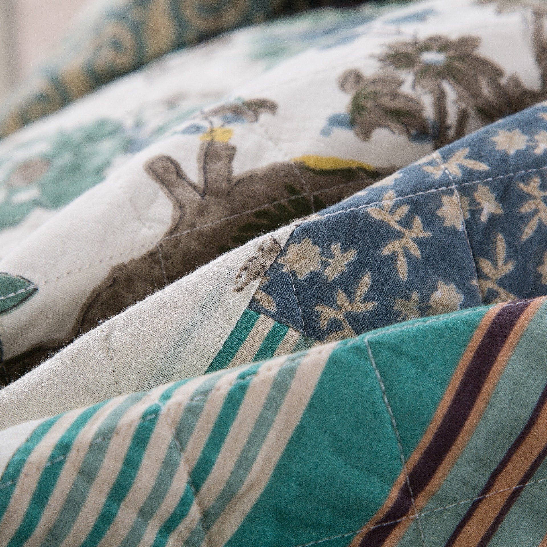 Tache Cotton Forest Glade Quilted Patchwork Bedspread Set (JHW-650) - Tache Home Fashion