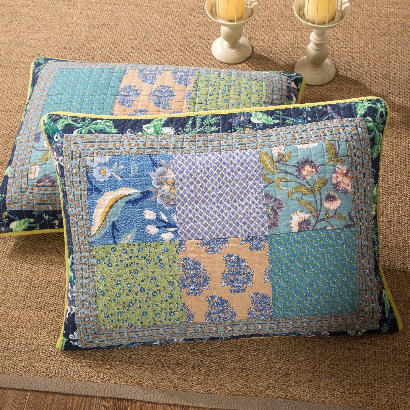 Tache Cotton Bohemian Tropical Calla Lily Quilted Patchwork Bedspread Set (JHW-687) - Tache Home Fashion