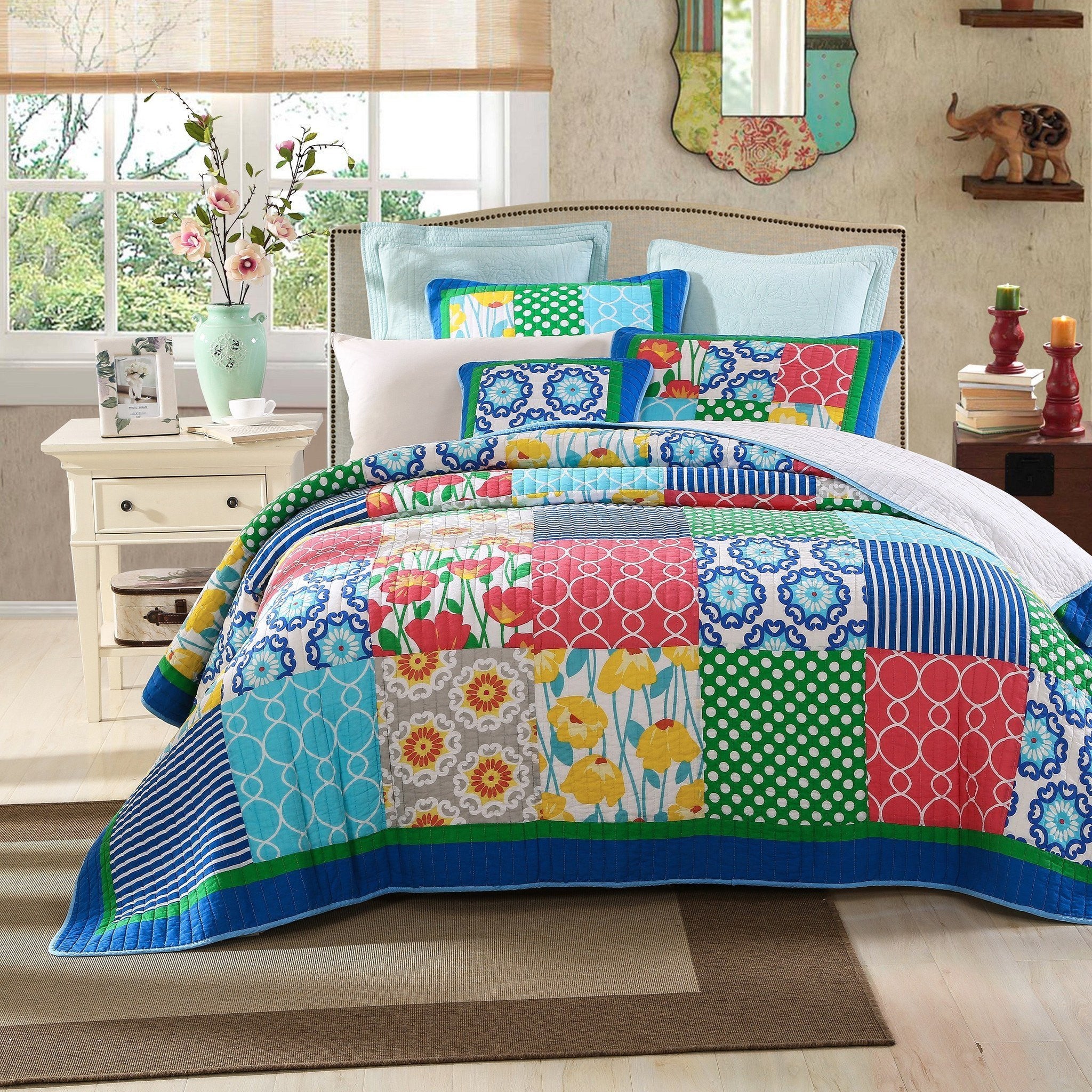 Tache Cotton Dreamy Meadow Patchwork Floral Quilt Set (JHW-568) - Tache Home Fashion