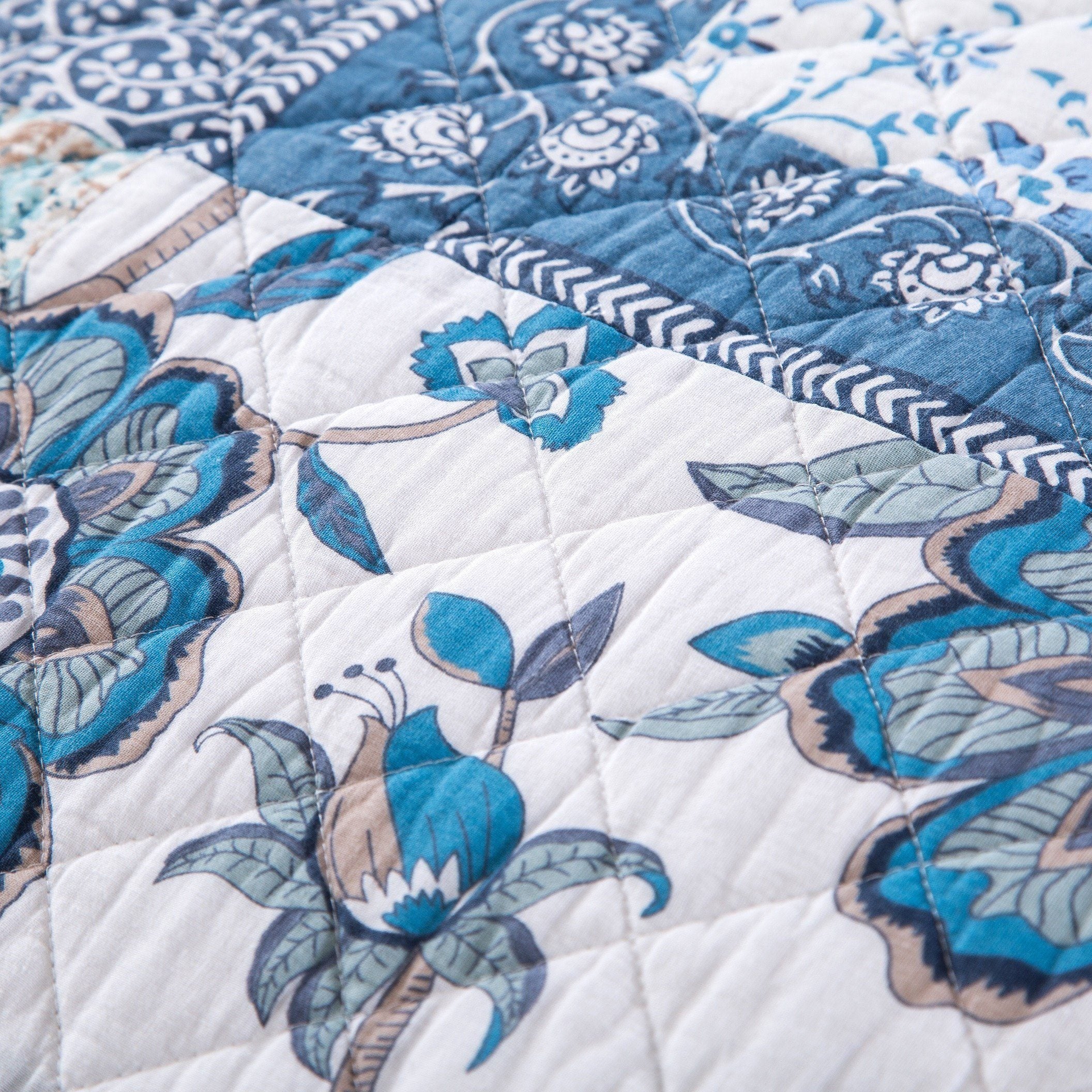 Tache cotton Floral Patchwork Blue Elegance Bedspread Coverlet Quilt Set (JHW-657) - Tache Home Fashion