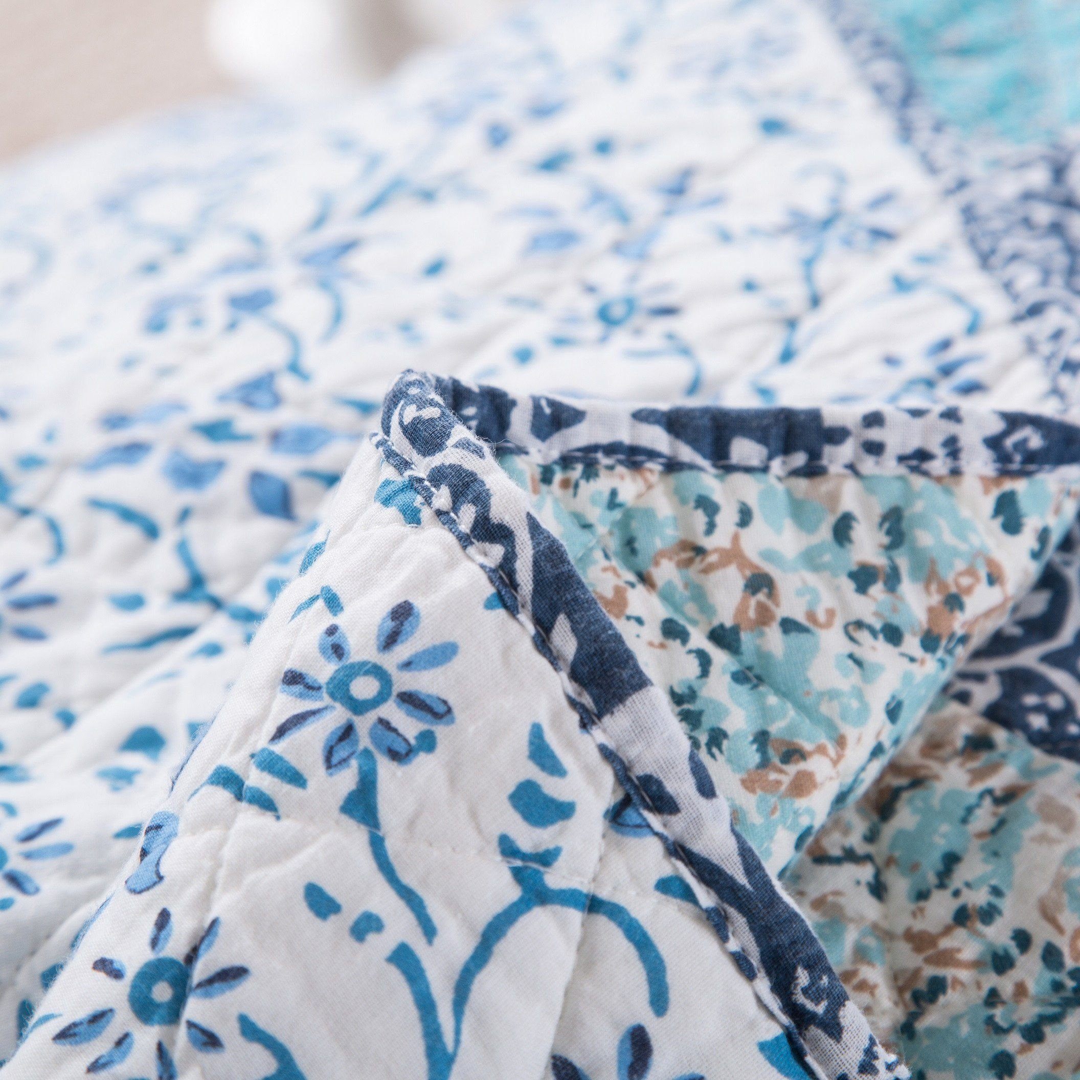 Tache cotton Floral Patchwork Blue Elegance Bedspread Coverlet Quilt Set (JHW-657) - Tache Home Fashion
