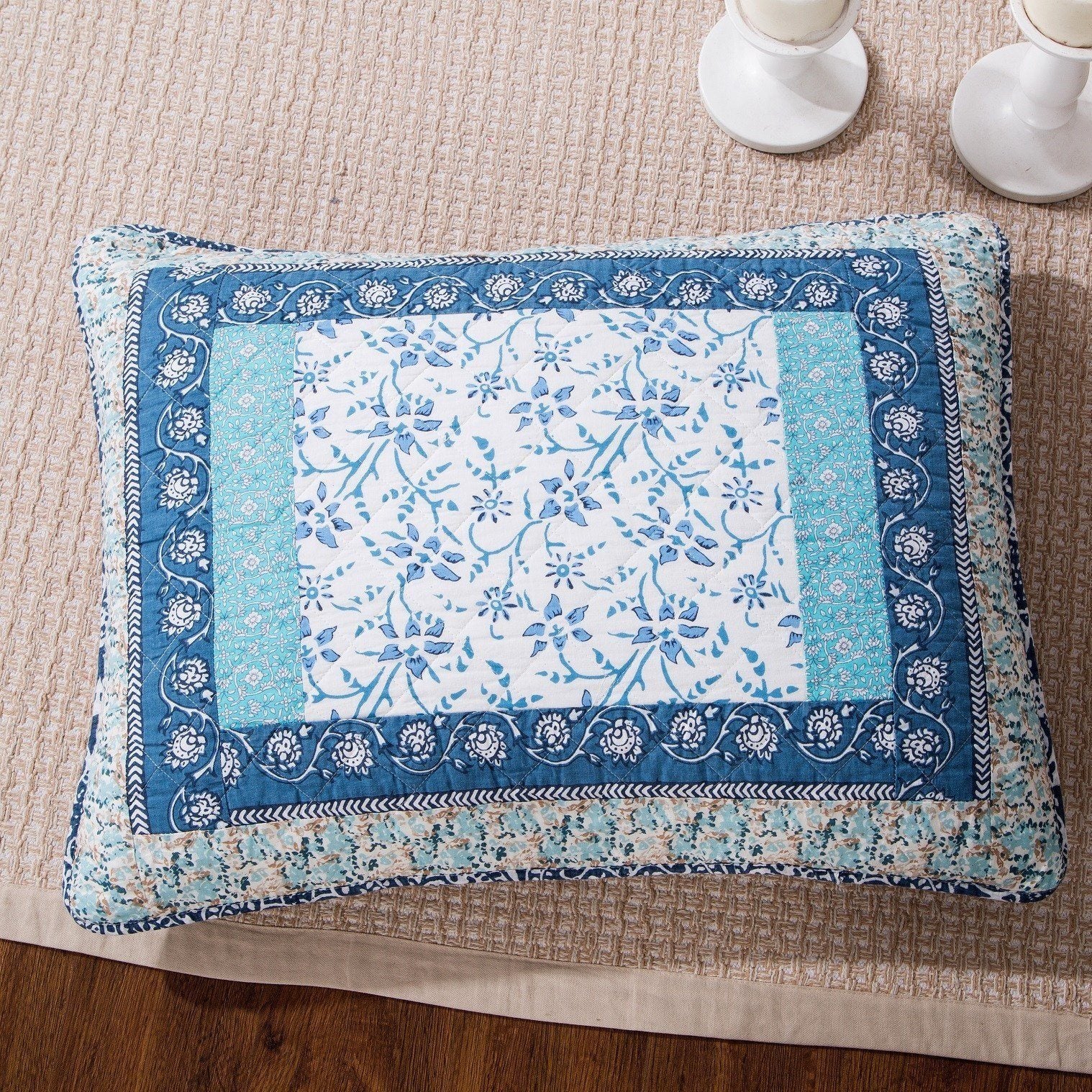 Tache cotton Floral Patchwork Blue Elegance Bedspread Coverlet Quilt Set (JHW-657) - Tache Home Fashion