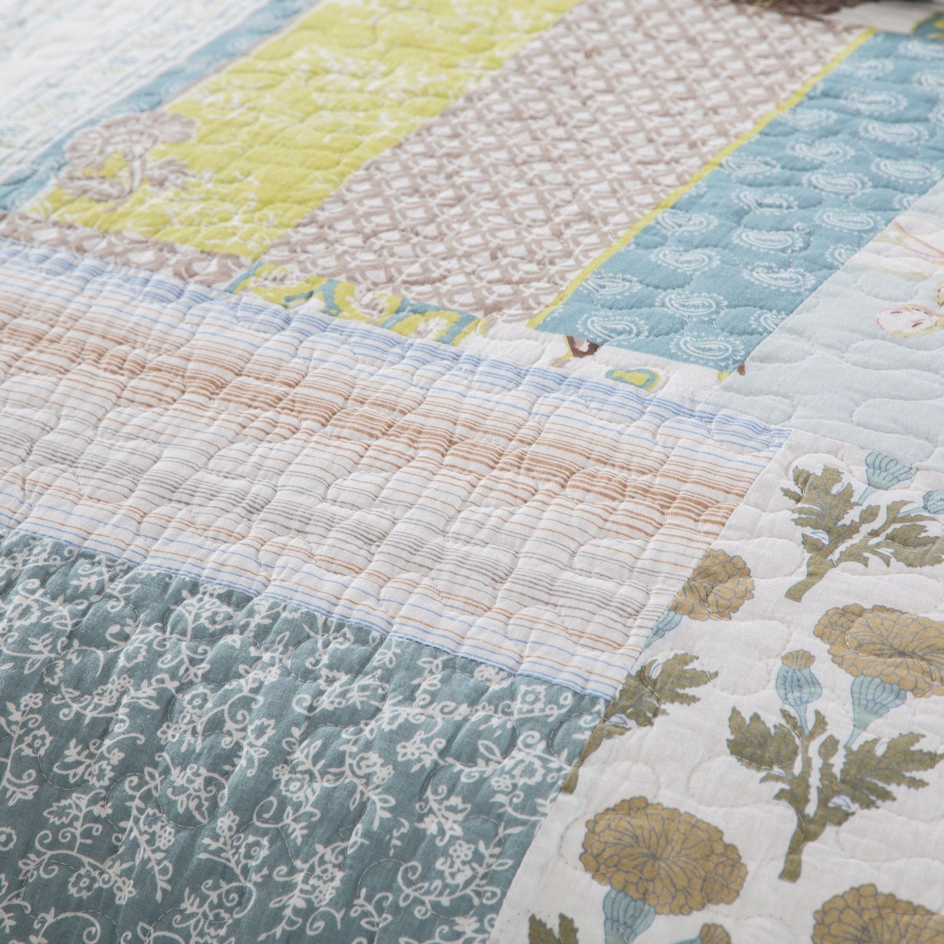Tache 2-3 Piece Cotton Sky Breeze Pastel Blue Patchwork Quilt Set (JHW-684) - Tache Home Fashion
