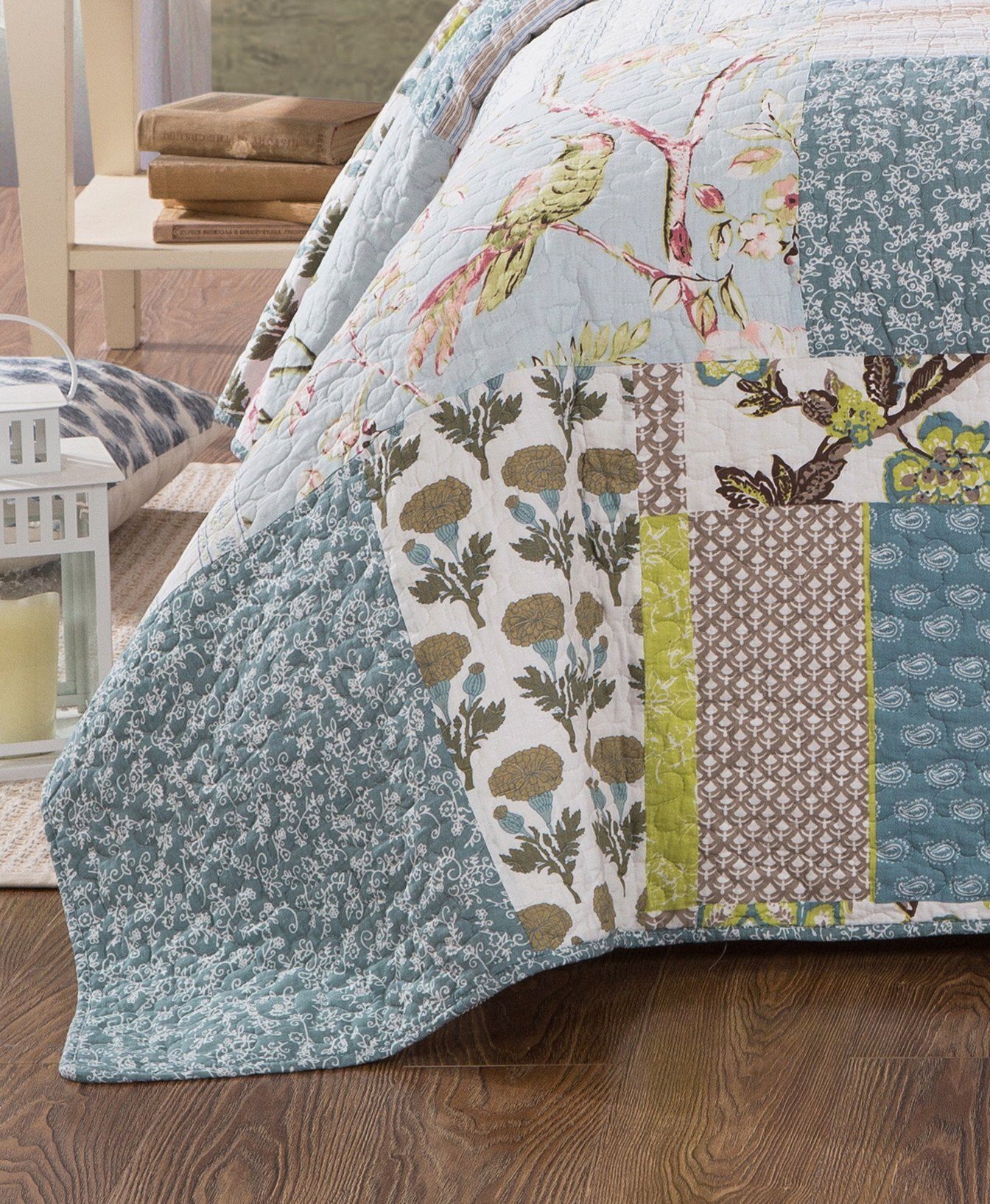Tache 2-3 Piece Cotton Sky Breeze Pastel Blue Patchwork Quilt Set (JHW-684) - Tache Home Fashion