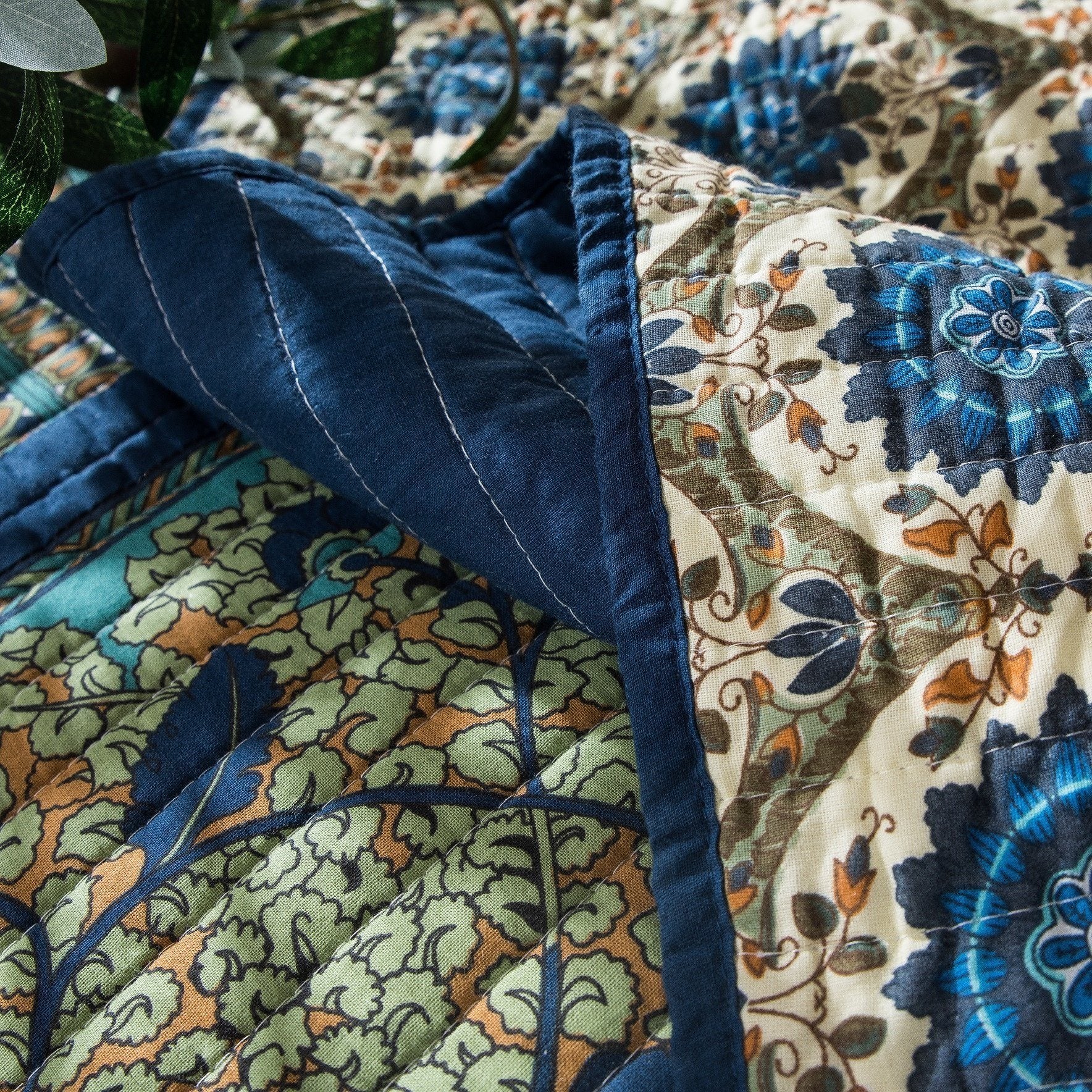 Tache 2-3 Piece Elegant Striped Forest Patchwork Quilt Vibrant Multi Color (JHW-679) - Tache Home Fashion