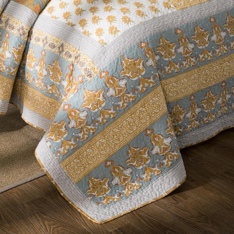 Tache 2-3 Piece Gilded Garden 100% Cotton Floral Gold Quilt Bedspread Set (JHW-631) - Tache Home Fashion