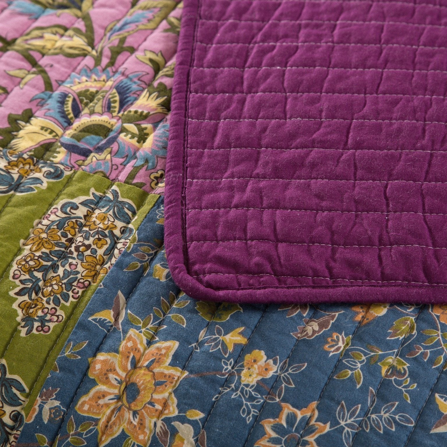 Tache Cotton Bohemian Carnival Garden Quilted Patchwork Bedspread Set (JHW-676) - Tache Home Fashion