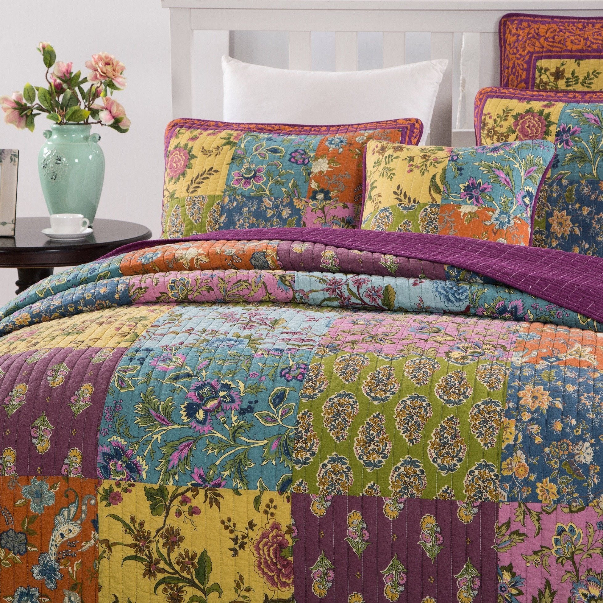 Tache Cotton Bohemian Carnival Garden Quilted Patchwork Bedspread Set (JHW-676) - Tache Home Fashion