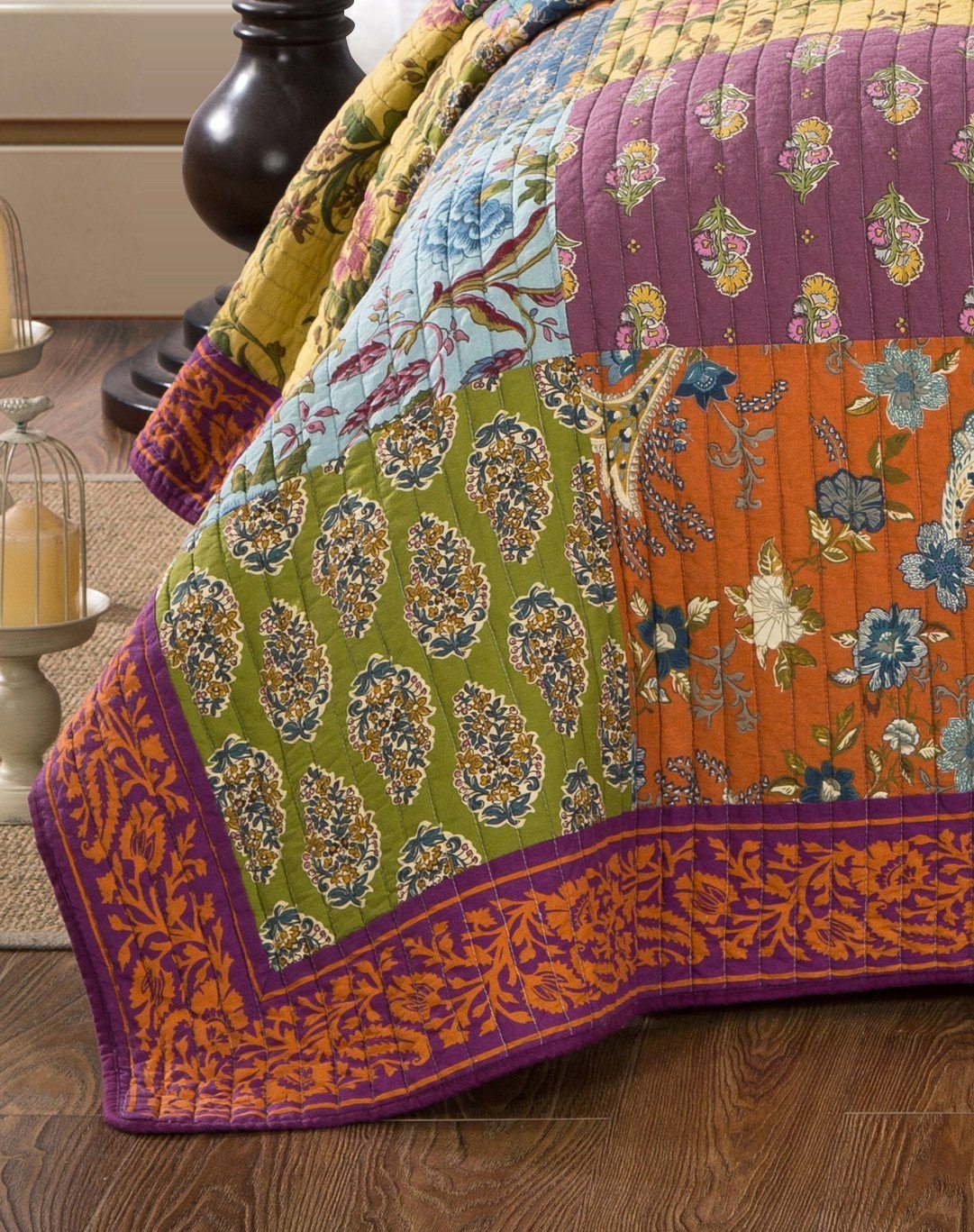 Tache Cotton Bohemian Carnival Garden Quilted Patchwork Bedspread Set (JHW-676) - Tache Home Fashion