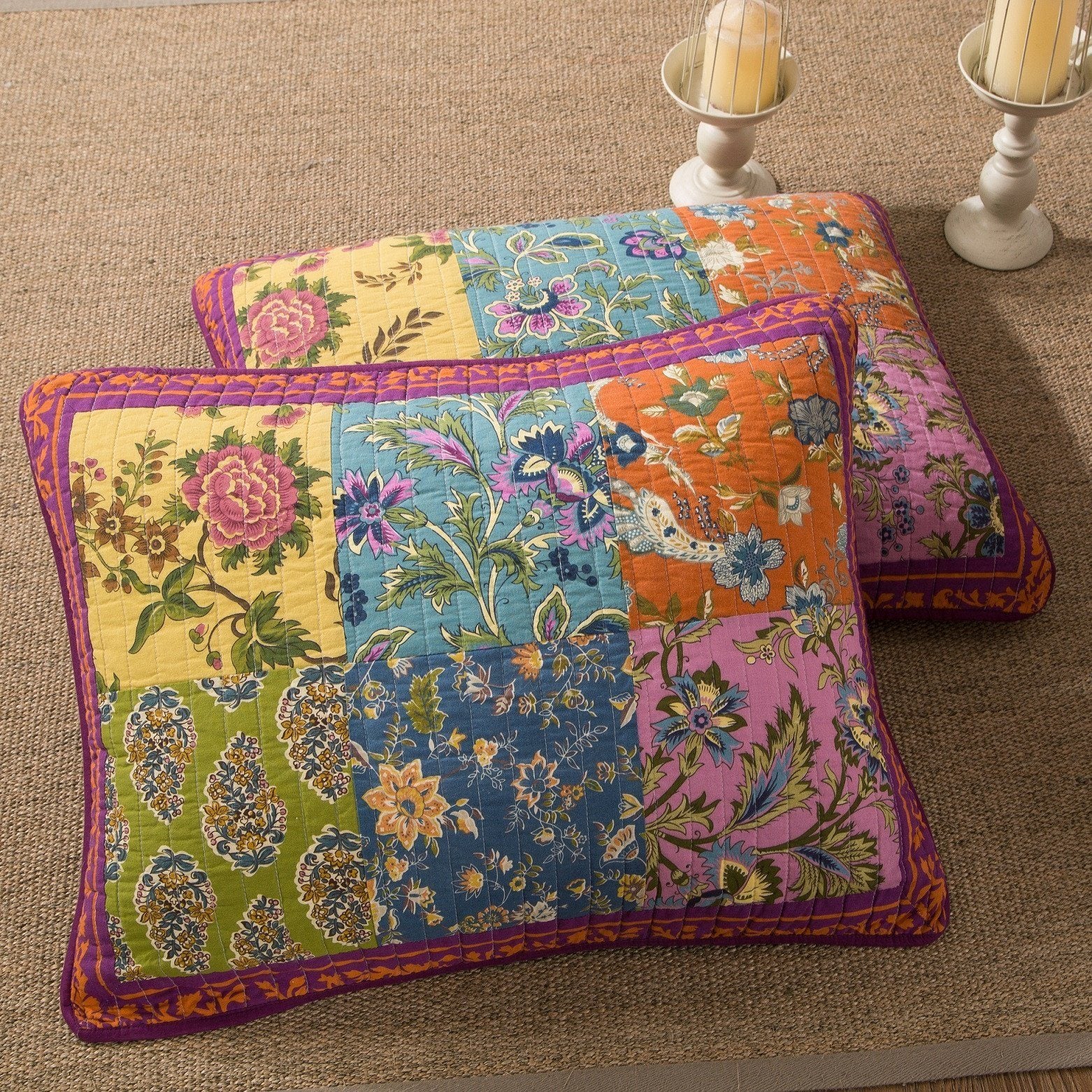 Tache Cotton Bohemian Carnival Garden Quilted Patchwork Bedspread Set (JHW-676) - Tache Home Fashion