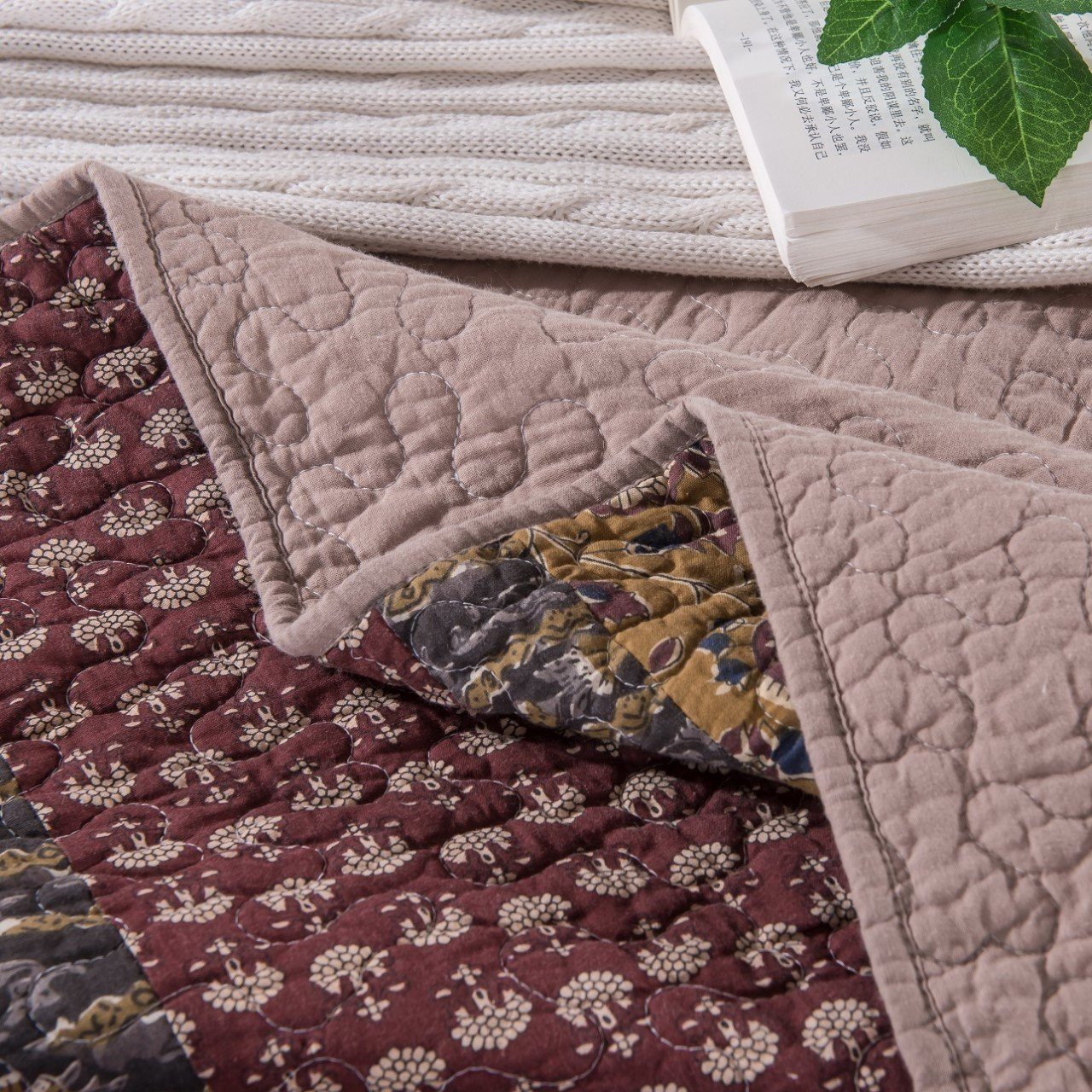 Tache Sunset Blooms Floral Patchwork Cotton Multi color Bedspread Quilt Set (JHW-825) - Tache Home Fashion