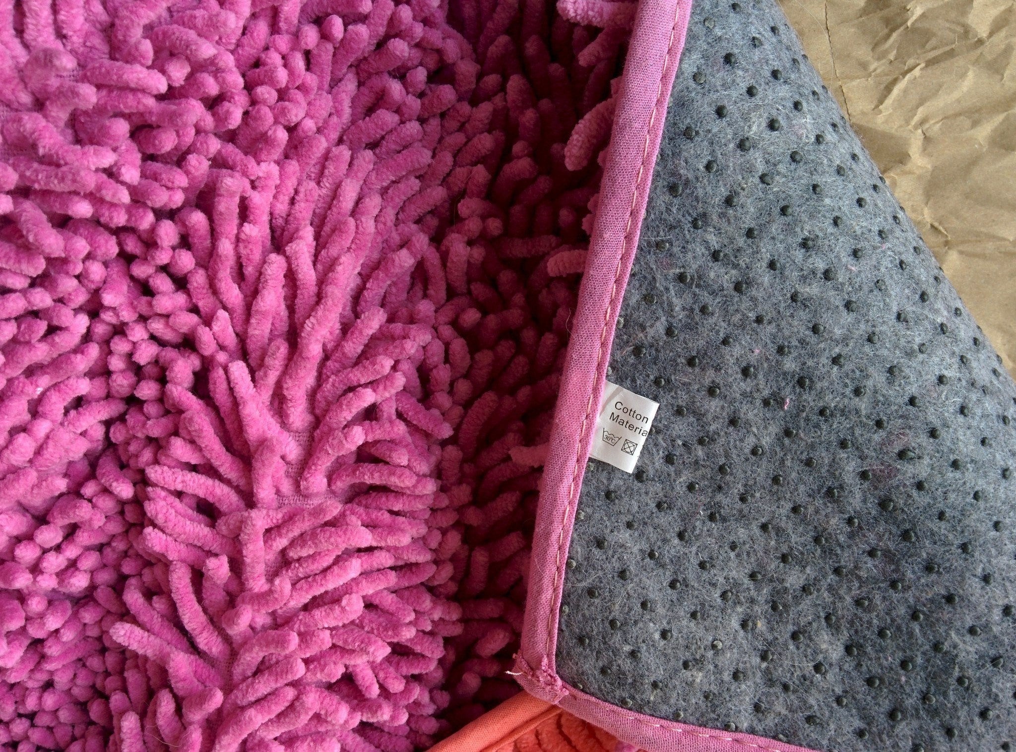 Tache Cotton Chenille Hot Pink Shag Area / Bathroom Rug (MATP) - Tache Home Fashion