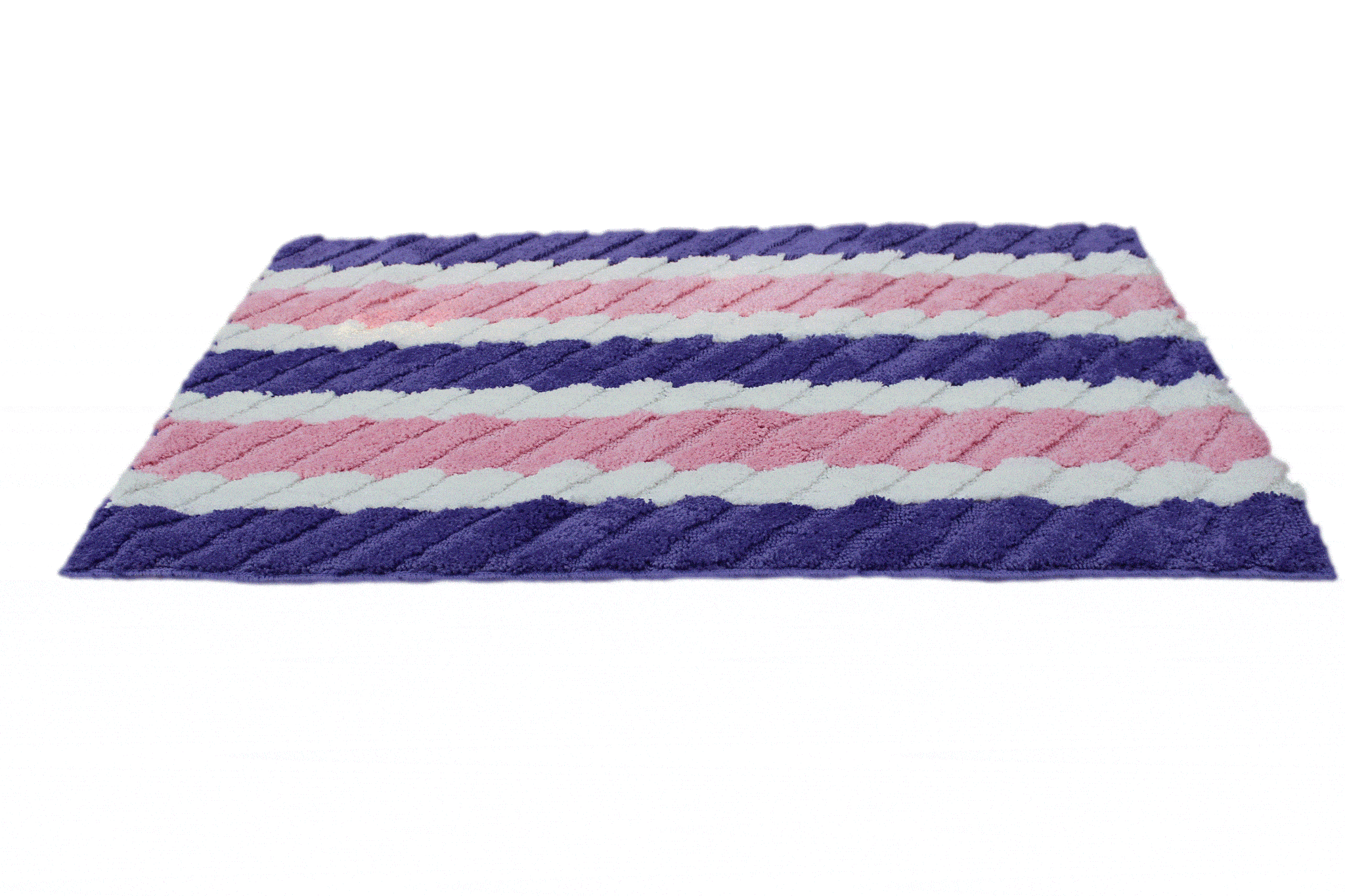 Tache Super Absorbent Purple and Pink Striped Microfiber Wild Flower Floor Mats / Rugs - Tache Home Fashion