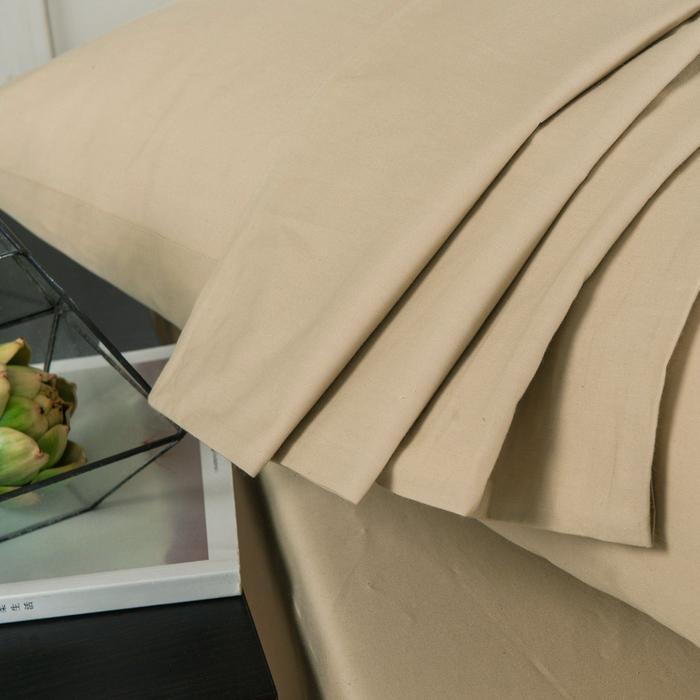 DaDa Bedding Poplin Cotton Tan Beige Fitted Sheet and Pillowcase (JHW-546) - Tache Home Fashion