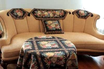 Tache Country Rustic Floral Midnight Awakening Table Runner (3089BL) - Tache Home Fashion