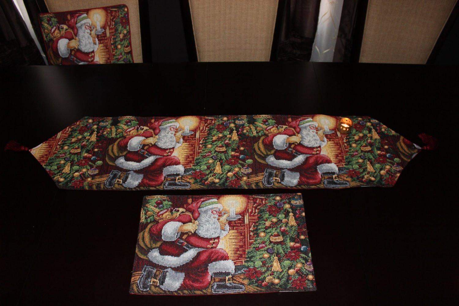 Tache Festive Down the Chimney Woven Tapestry Table Runners (DB11533) - Tache Home Fashion