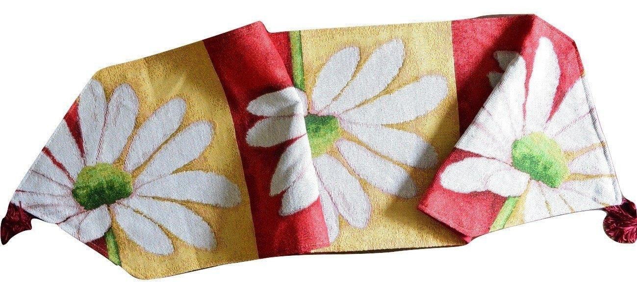 Tache Loves Me Not Daisy Tapestry Table Runner (9046) - Tache Home Fashion