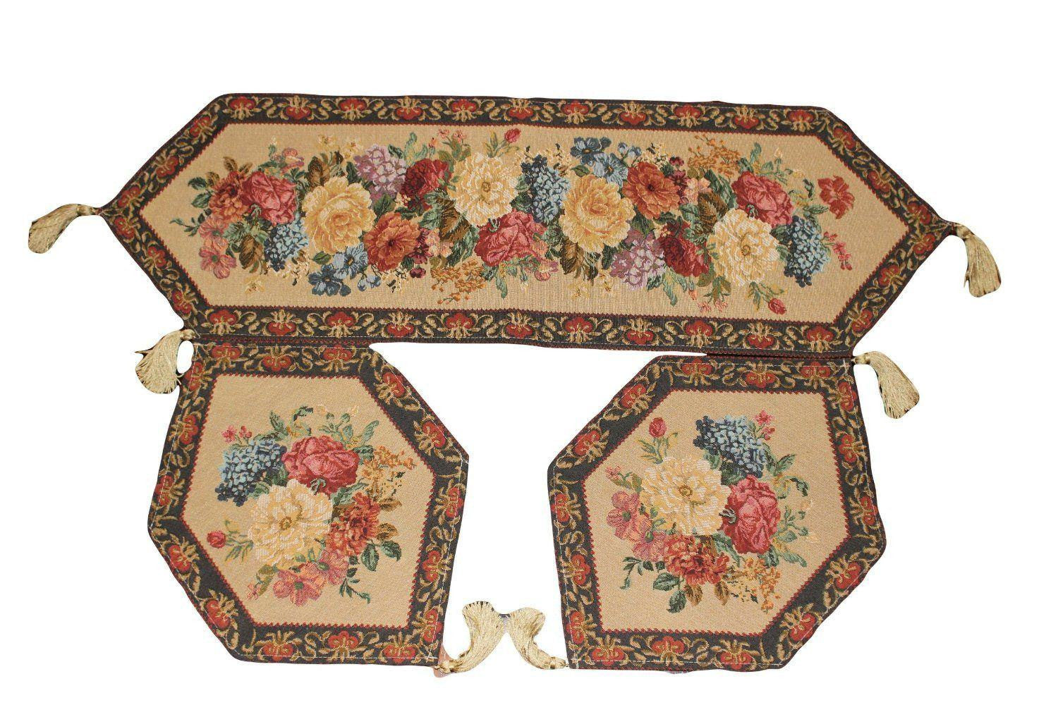 Tache Set of 3 Colorful Country Rustic Floral Morning Awakening Table Runner Set (3089B) - Tache Home Fashion