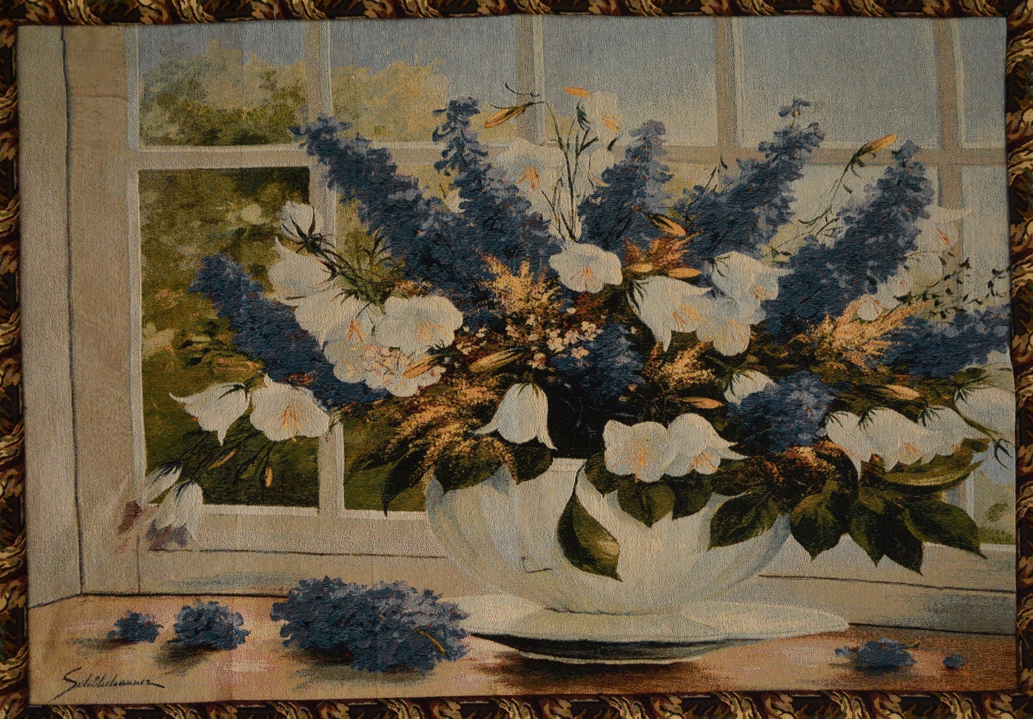 Tache Tapestry Sunlight Radiance Blue Floral Wall Hanging Art 33 x 24 (13018) - Tache Home Fashion