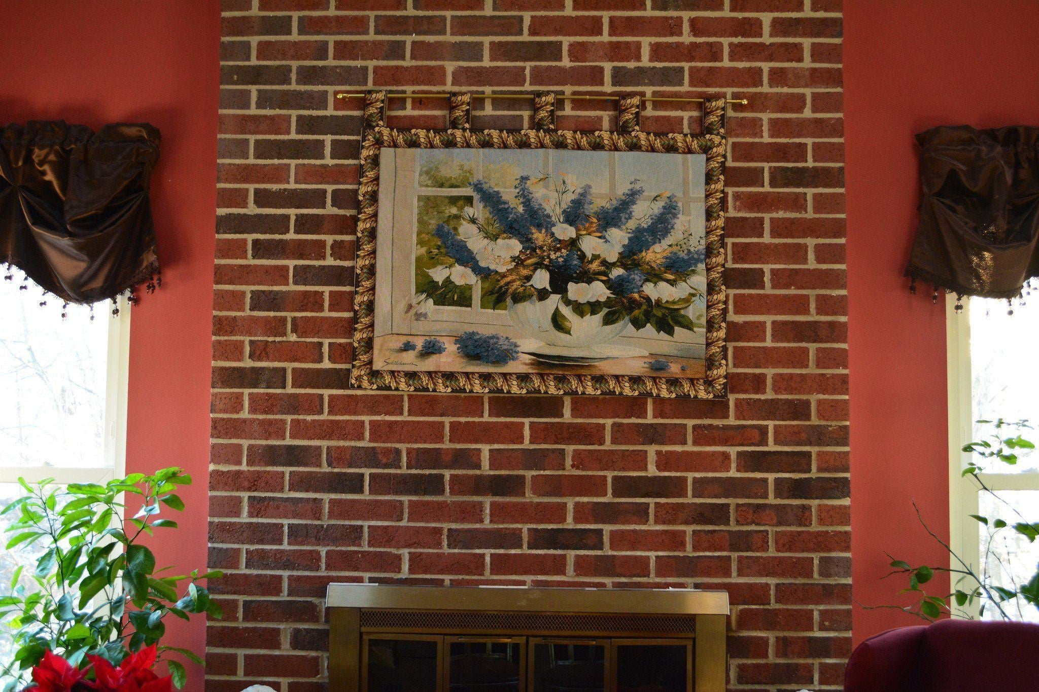 Tache Tapestry Sunlight Radiance Blue Floral Wall Hanging Art 33 x 24 (13018) - Tache Home Fashion