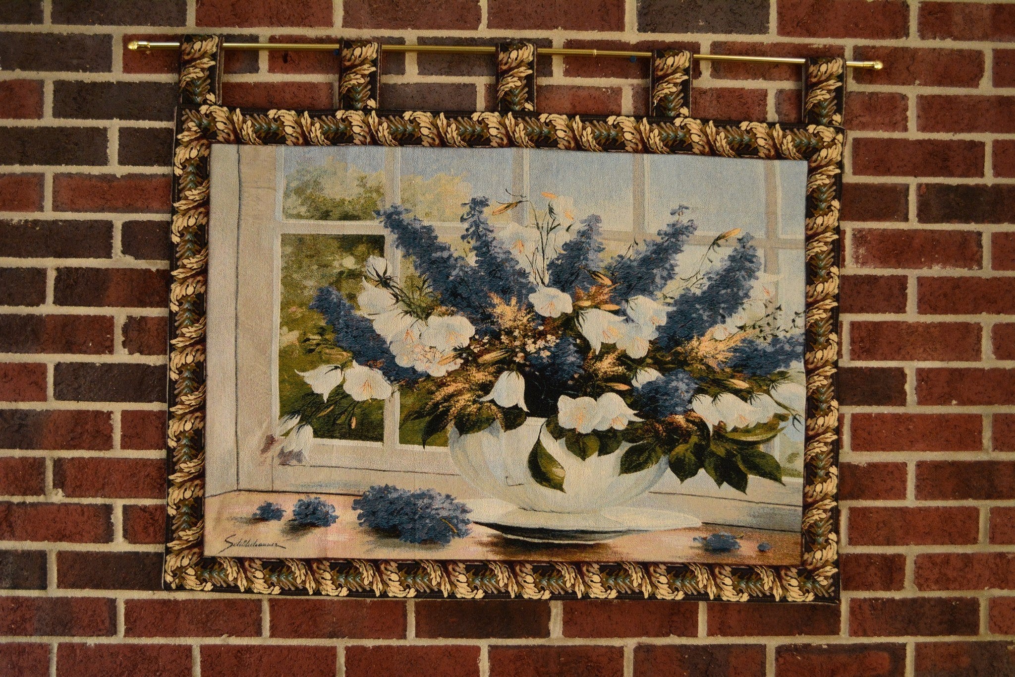 Tache Tapestry Sunlight Radiance Blue Floral Wall Hanging Art 33 x 24 (13018) - Tache Home Fashion