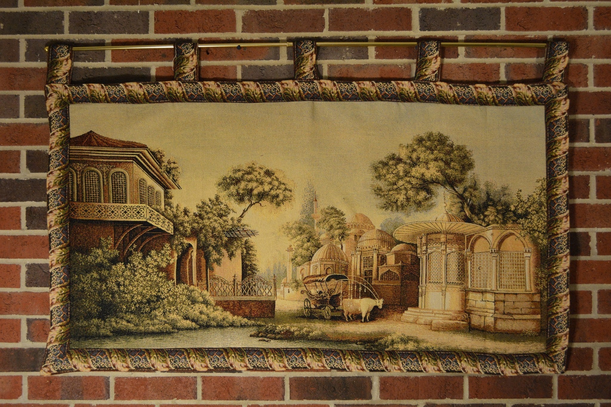 Tache Tapestry Middle Eastern Golden Palace Landscape Wall Hanging Art Mural 27 x 49 (351) - Tache Home Fashion