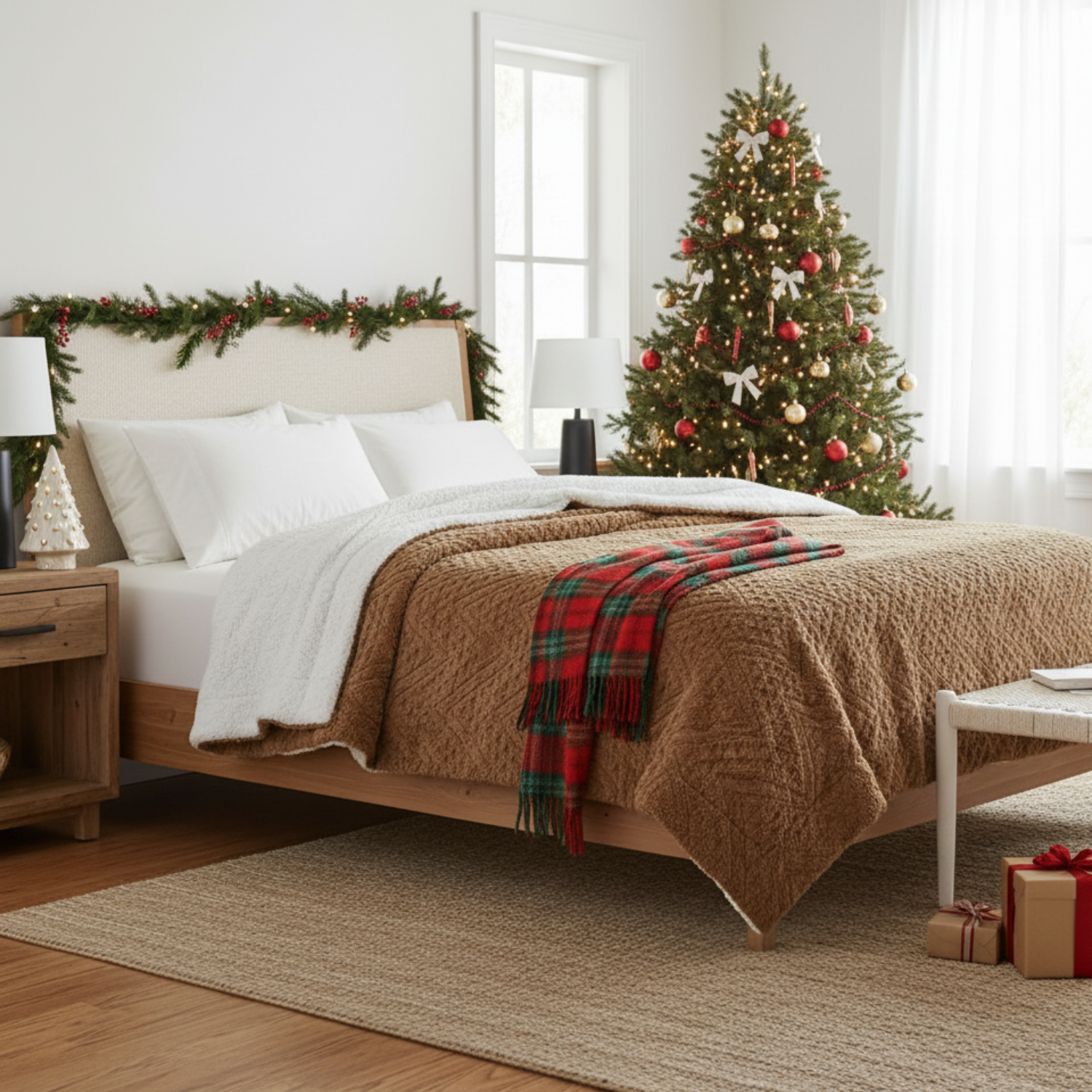 Tache Caramel Brown Faux Fur Throw Blanket Chevron Geometric Embossed (#10)