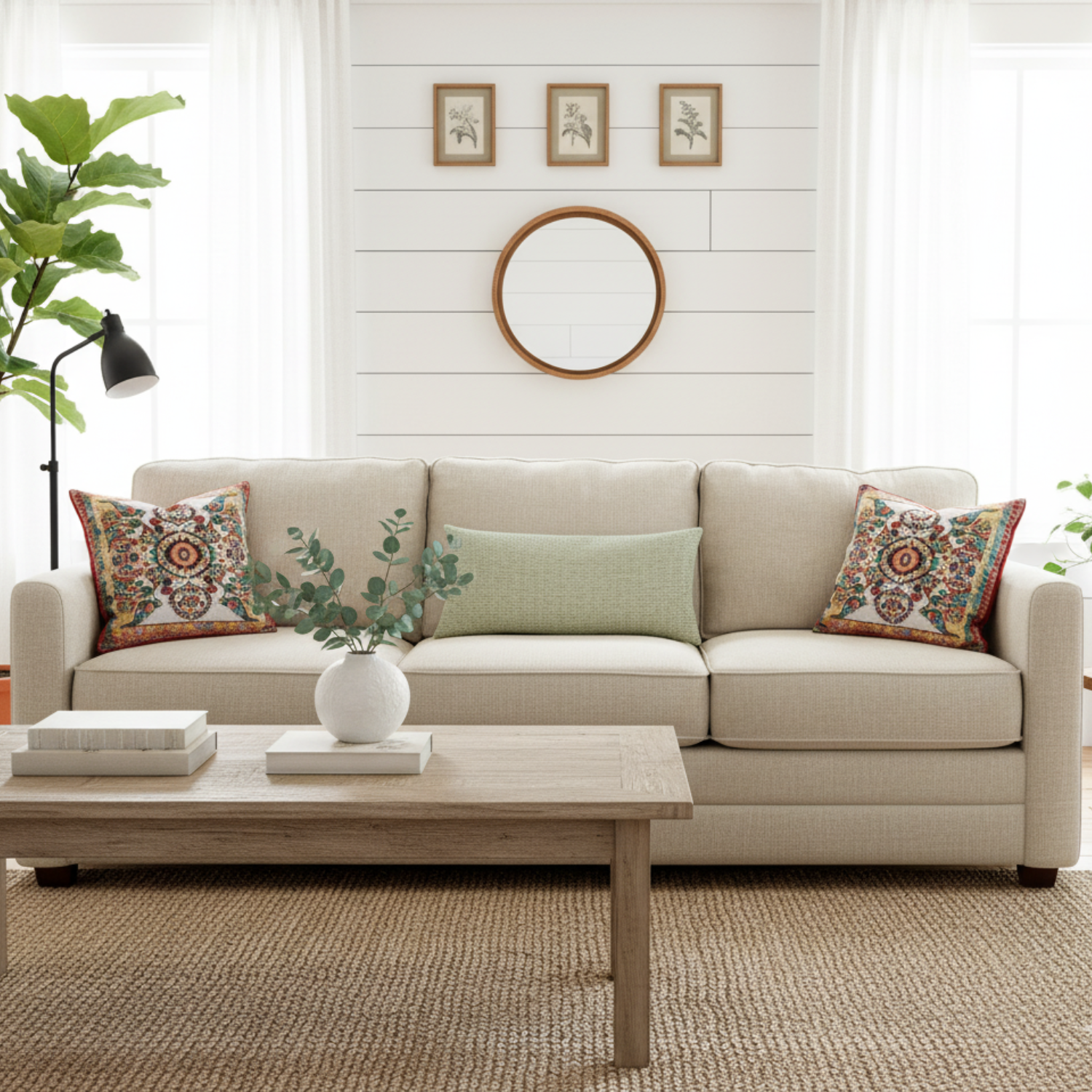 Tache Elegant Ivory Colorful Ornate Paisley Woven Tapestry Throw Pillow Cover (18193)