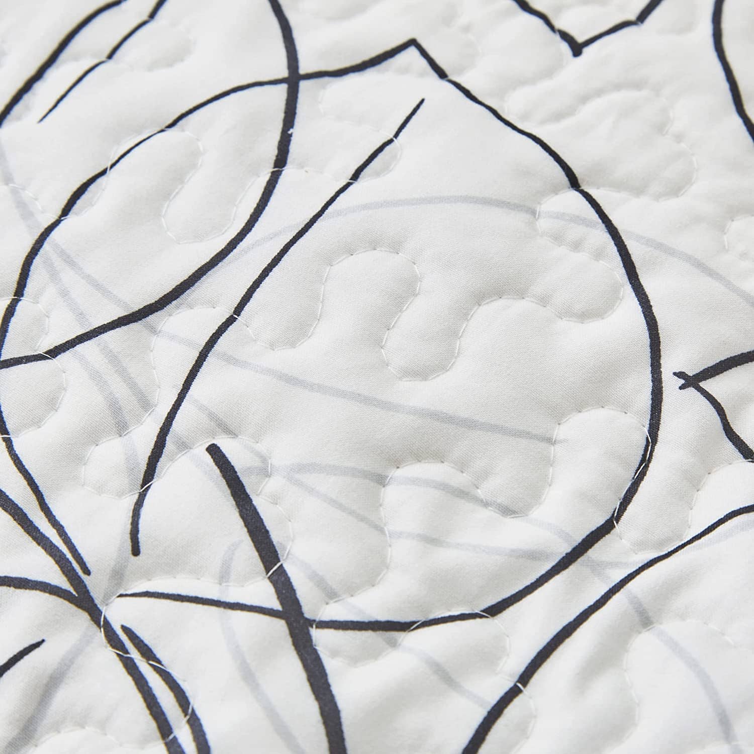 Tache Modern Abstract Leaf Line Art Foliage White Grey Black Gold Pillow Shams (TJ3571) - Tache Home Fashion